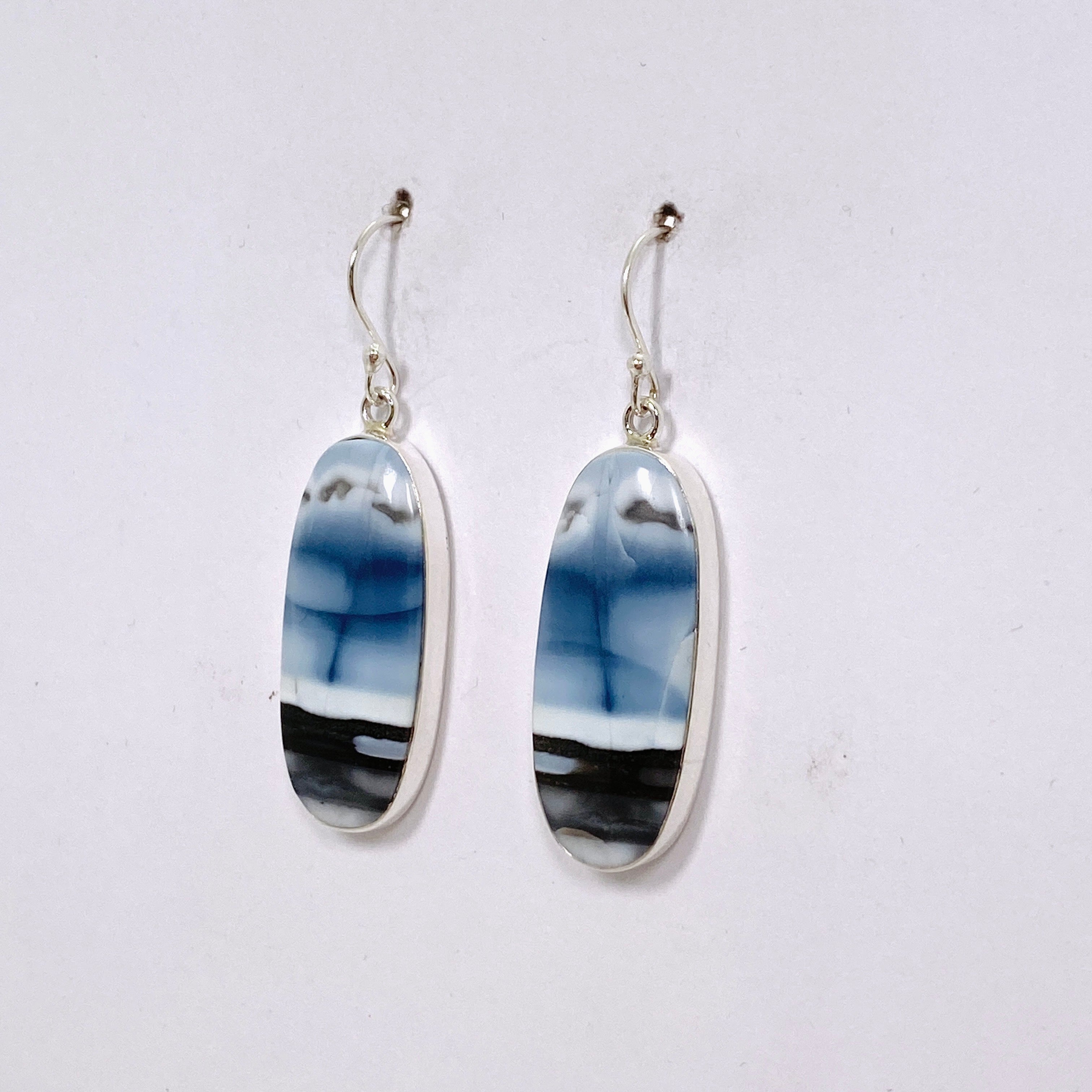 Blue Owhyee Opal Oval Cabochon Earrings KEGJ1535 - Handmade Gemstone Jewelry for Women, Gift for Her - Perfect for Weddings, Parties & Special Occasions