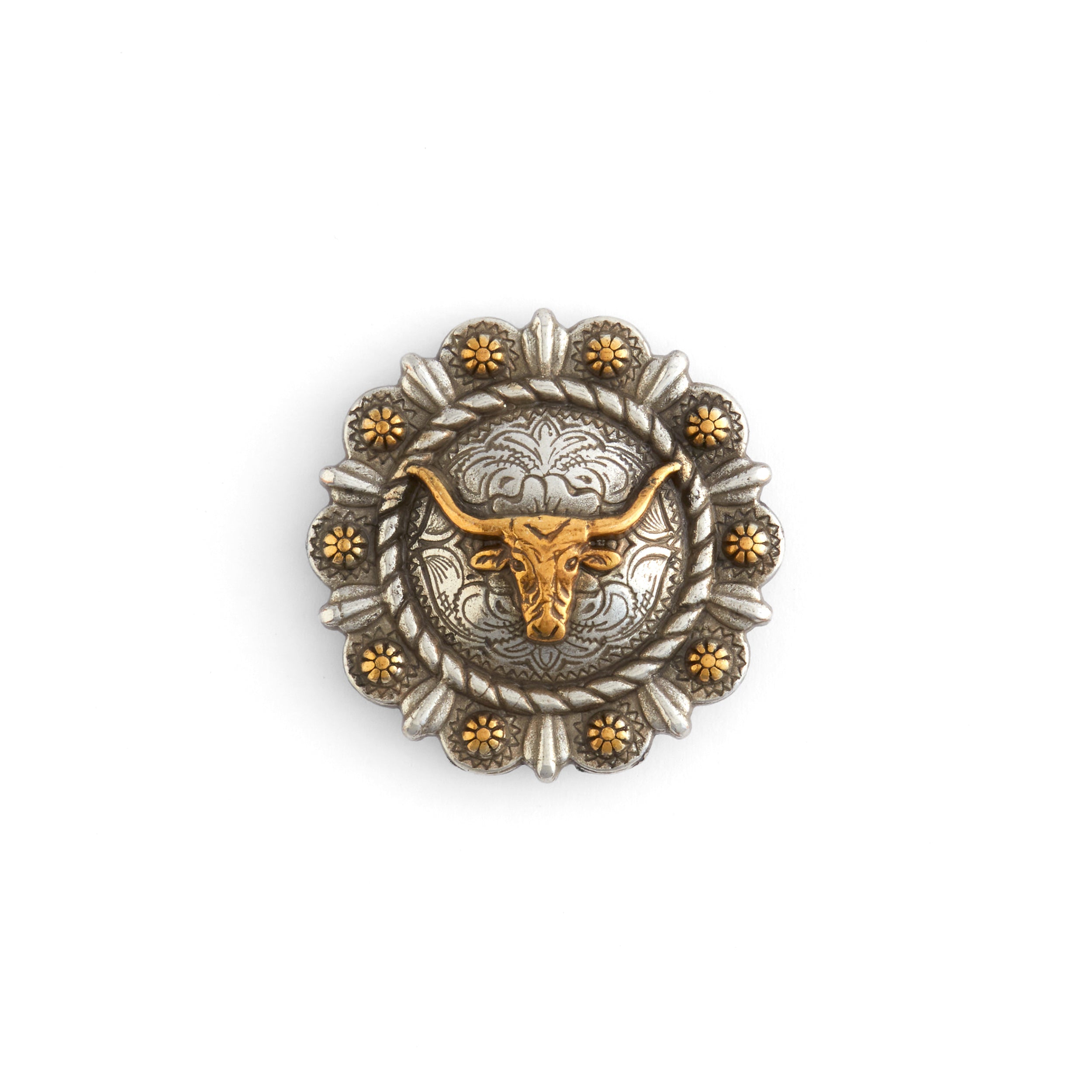 Roped Berry Round Conchos with Center Motif - Western Style Belt Buckle Decorations for Cowboy Boots & Leather Crafts