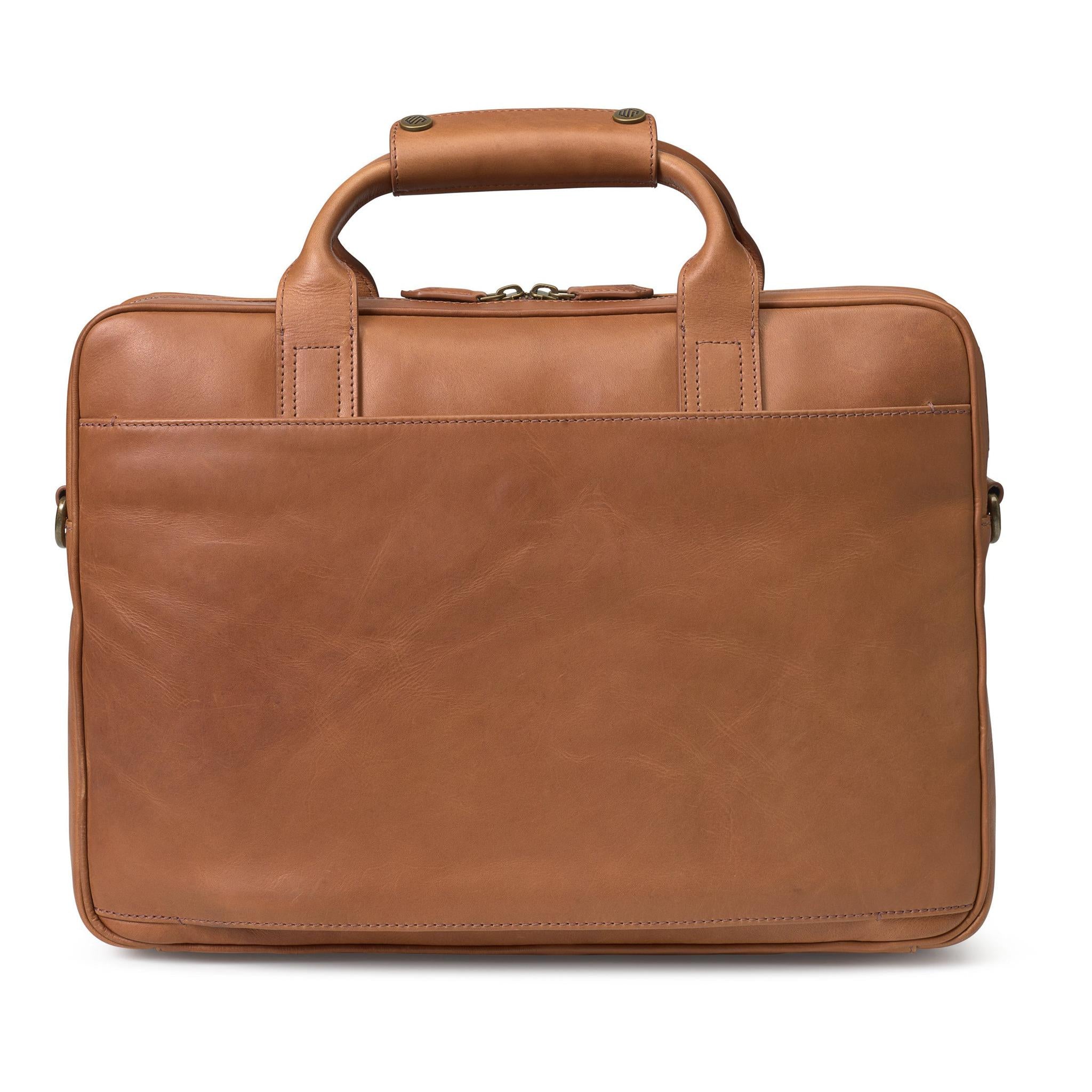 Johnston & Murphy Rhodes Genuine Leather Briefcase for Men - Professional Business Laptop Bag with Multiple Pockets, Perfect for Office, Work & Travel