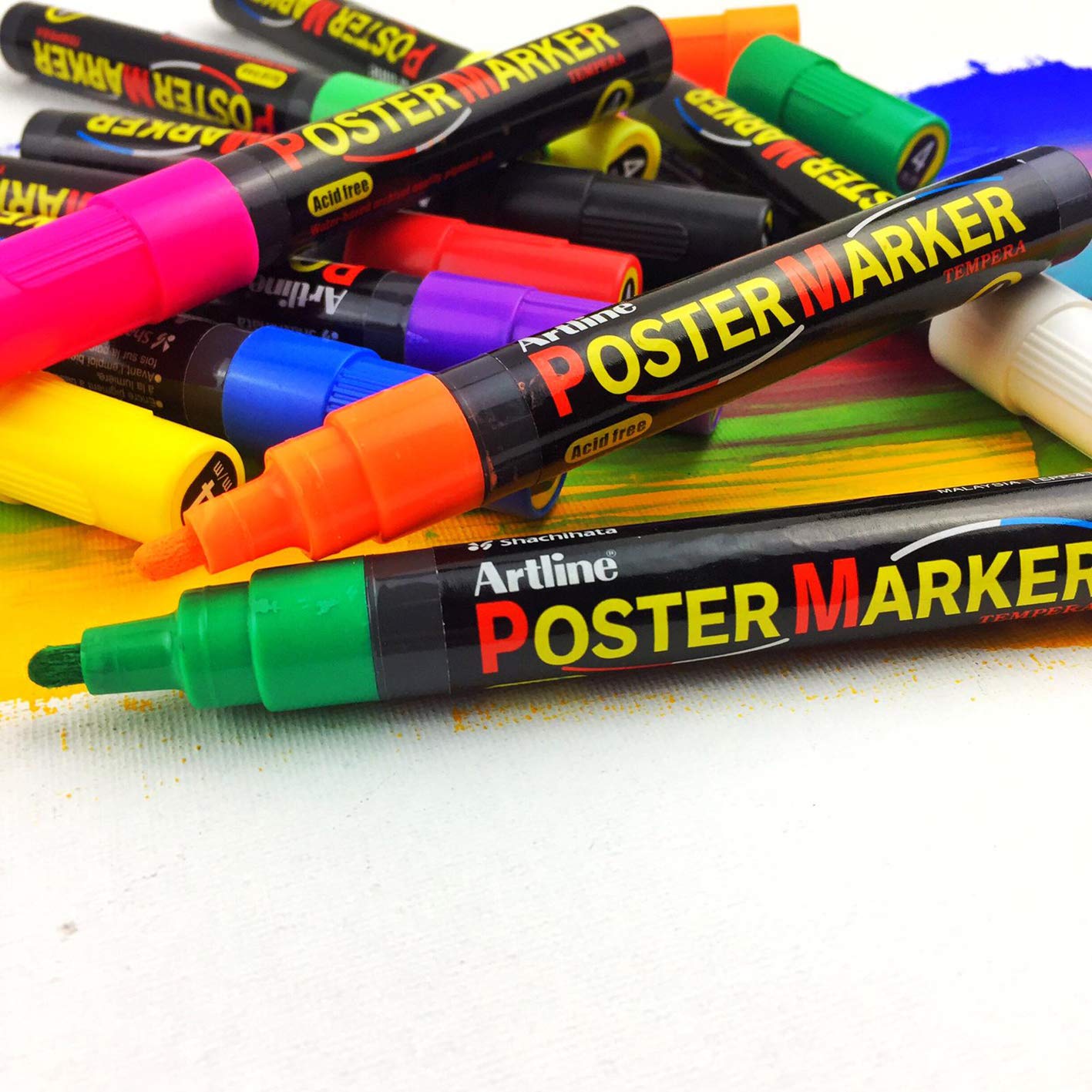 Artline Poster Markers - 6 Pack Fluorescent Pink Markers for Posters, Signs & Art Projects - Bright Non-Toxic Ink for Kids & Adults - Perfect for School, Office & DIY Crafts