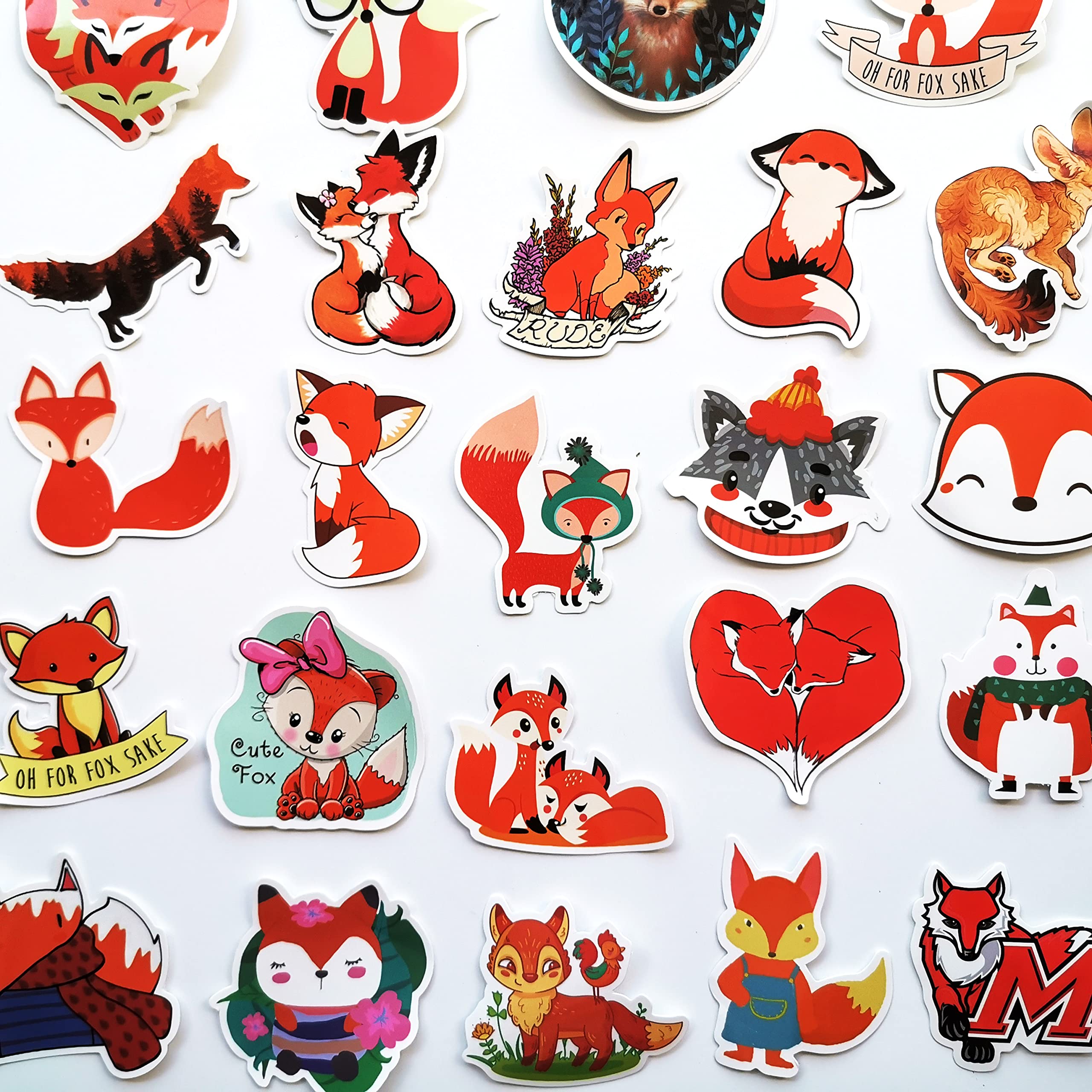 Adorable Kawaii Fox Stickers - Waterproof Vinyl Decals for Bicycle Helmets, School Lockers, Windows, Laptops & DIY Crafts - Cute Animal Decor for Kids Rooms, Scrapbooking & Gift Wrapping