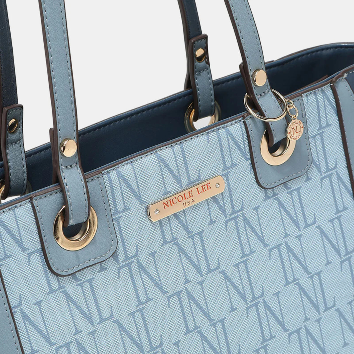 Nicole Lee USA 3-Piece Letter Print Textured Handbag Set - Stylish Tote, Crossbody & Clutch for Women | Perfect for Work, Travel & Daily Use