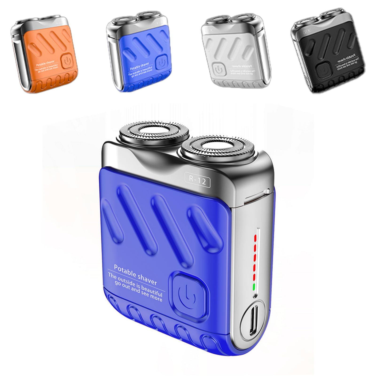 2024 New Mini Portable Beard Trimmer - Double-Ring Magnetic Cutter, Travel-Friendly Suitcase Design (Blue) | Perfect for Home, Travel & Grooming Gifts