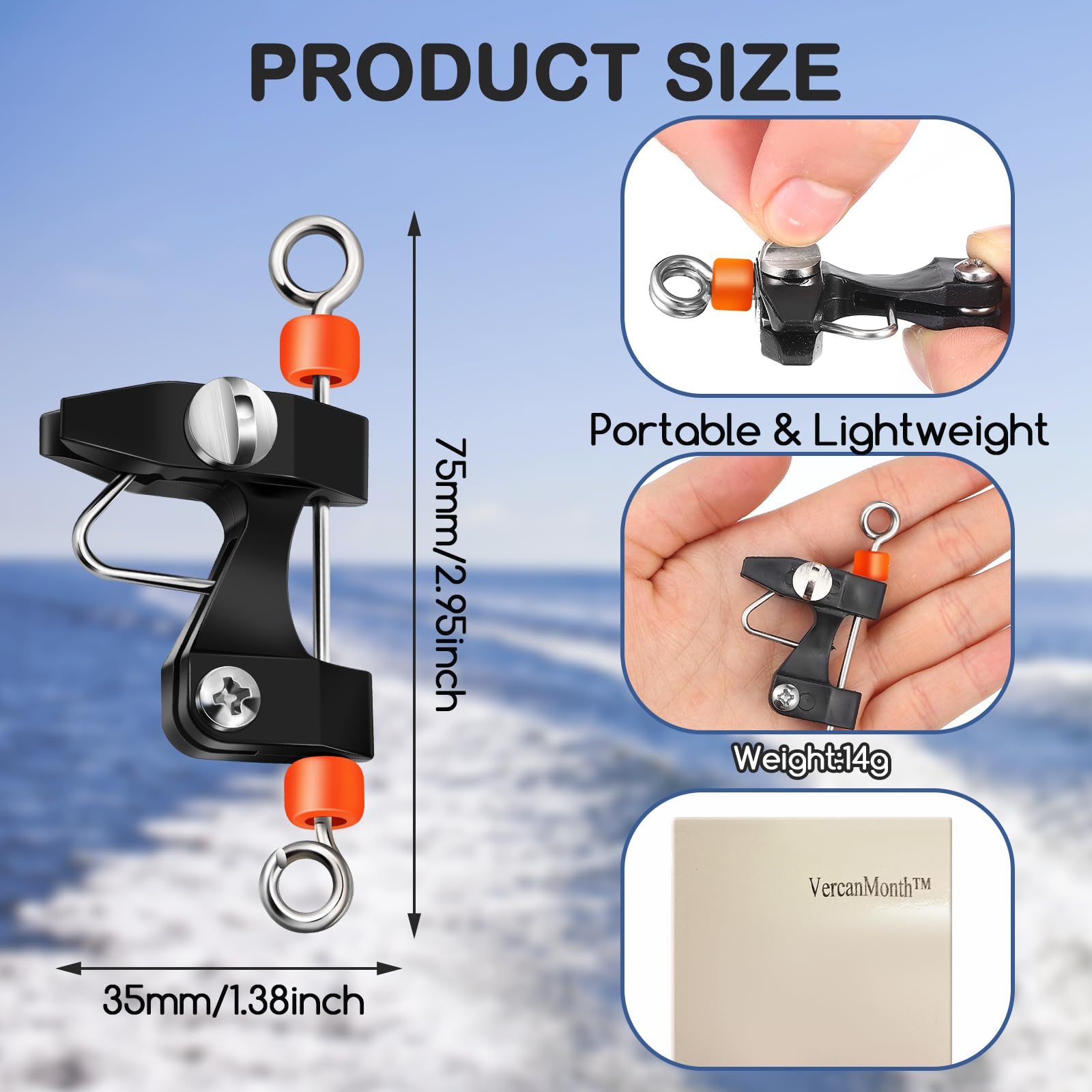 6 Pcs Adjustable Tension Outrigger Release Clips - Downrigger Fishing Clips for Planer Boards & Trolling Kites | Saltwater Offshore Fishing Accessories | Perfect for Deep Sea Trolling & Big Game Fishing