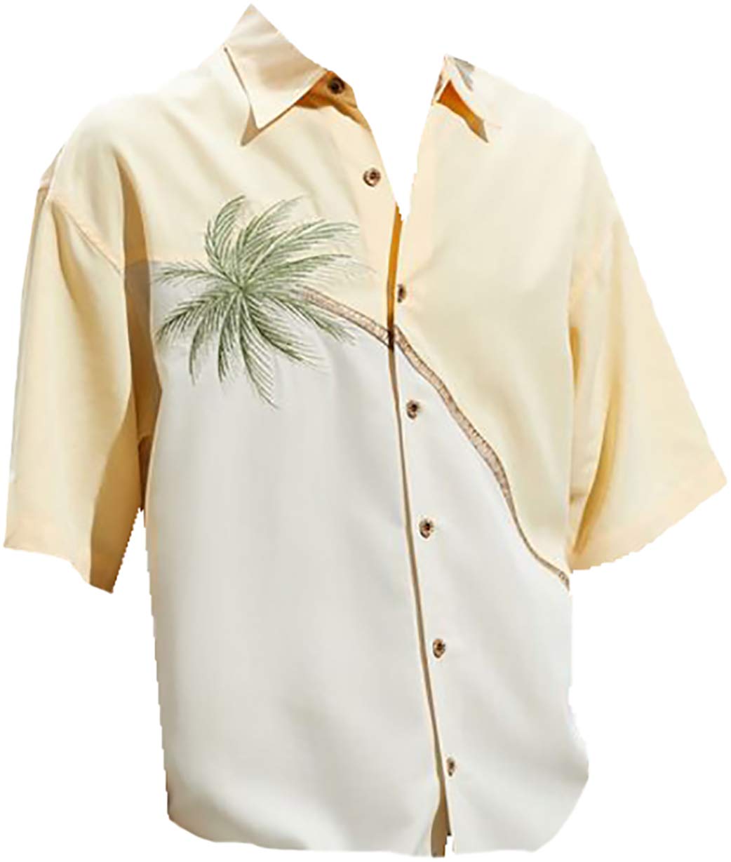 Bamboo Cay Men's Short Sleeve Tropical Shirt - Embroidered Woven Casual Hawaiian Shirt for Beach Vacation, Summer Party & Outdoor Activities