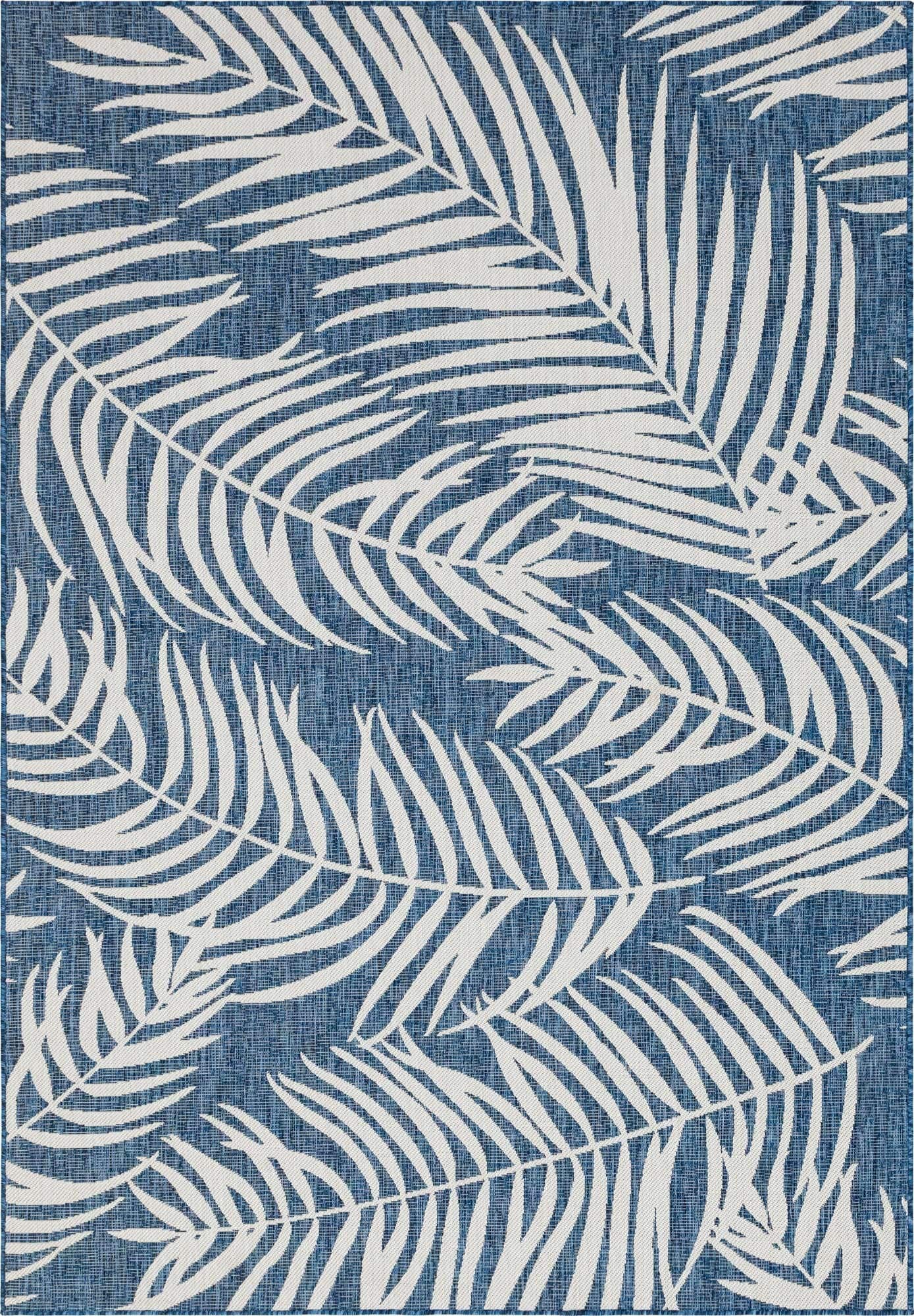Unique Loom Outdoor Botanical Collection Area Rug - Palm Leaf Design (7'1