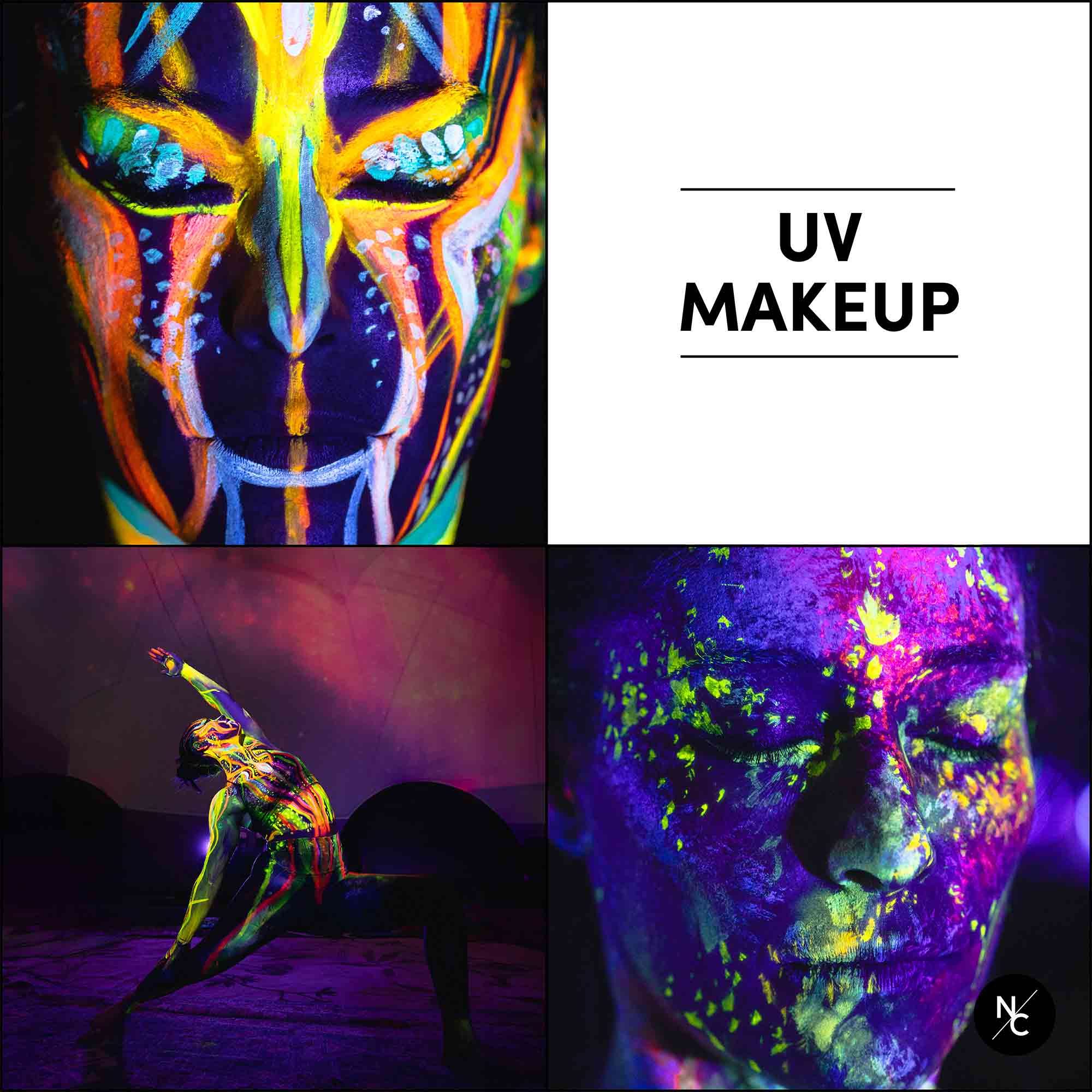 UV Fluorescent Alcohol Airbrush Paints - 2 fl oz (60ml) for Airbrush Art, Tattoo Practice & Body Painting - Glow Under Black Light for Night Events & Halloween Makeup