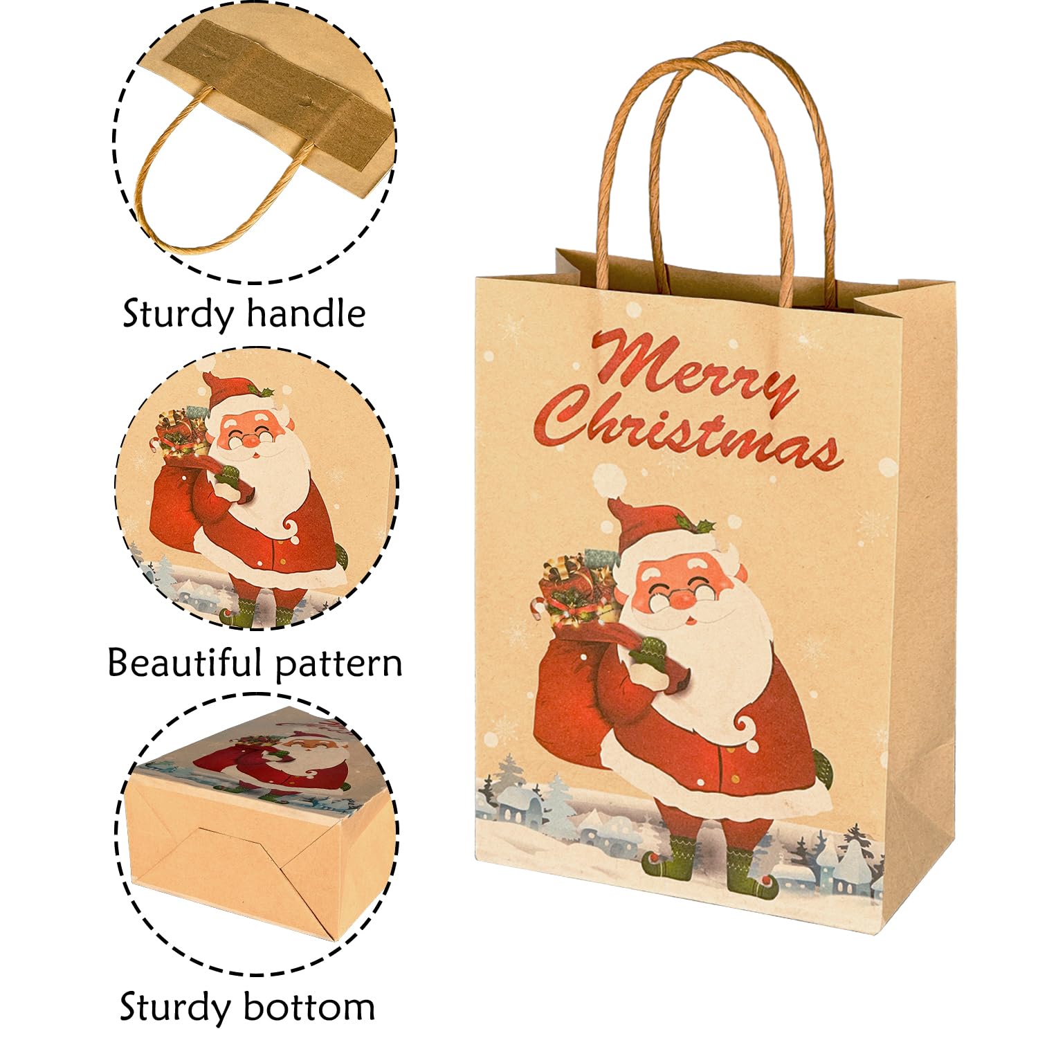 SPERPAND 24 Pack Small Christmas Gift Bags with Tissues - Reusable Holiday Treat Bags with Handles for Xmas Gifts, Party Favors & Decorations - Perfect for Christmas Parties, Gift Exchanges & Holiday Decor