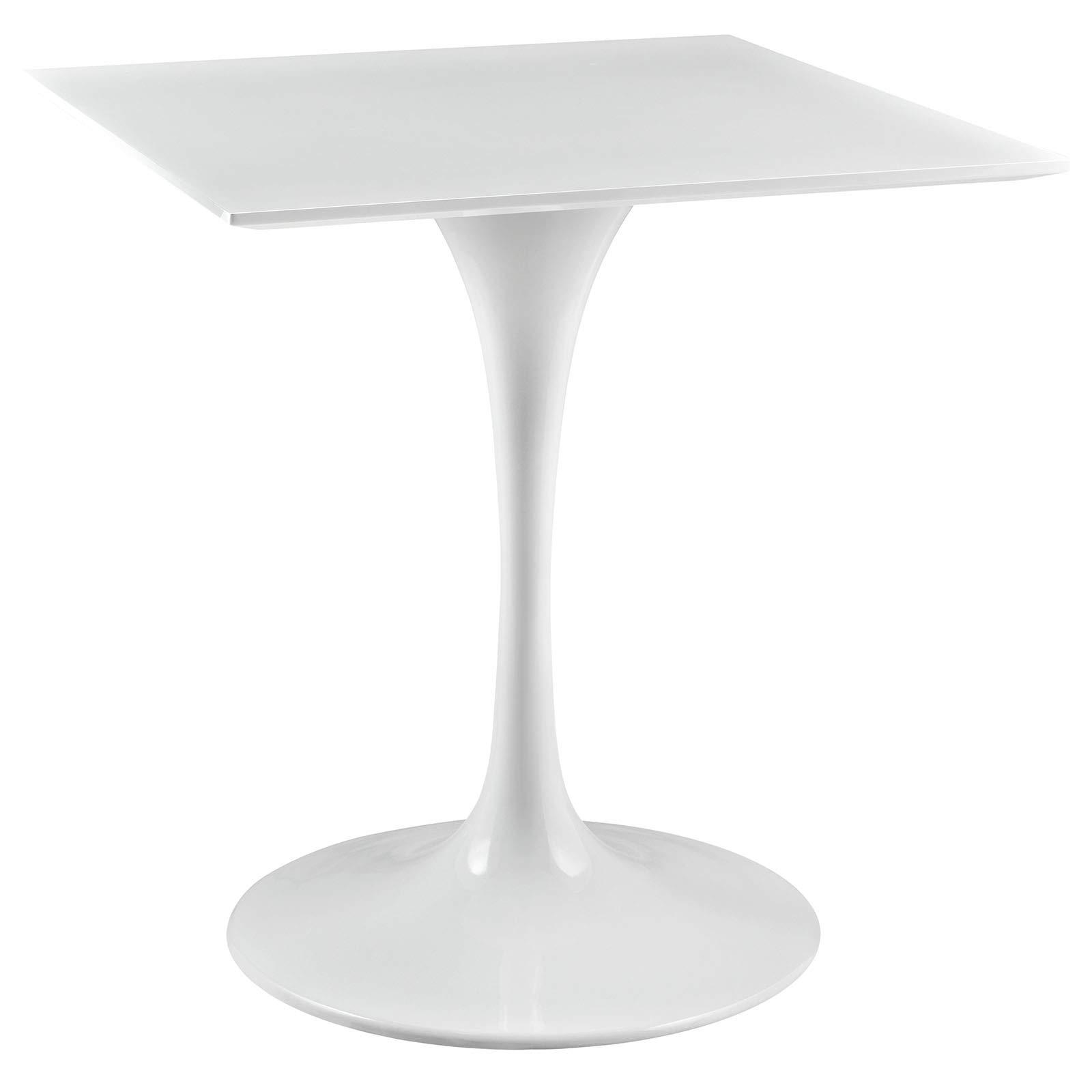 Saarinen Tulip Style 28 Inch Square White Dining Table - Modern Minimalist Kitchen & Dining Room Furniture for Small Spaces