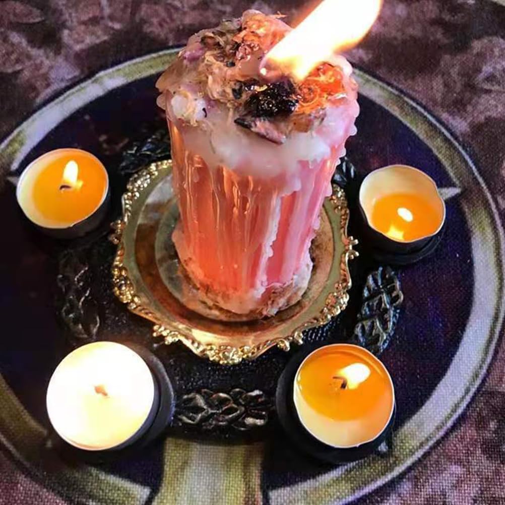 NUOBESTY Star Candle Holder - Astrology Pentacle Altar Plate, Resin Tealight Holder Tray for Witchcraft, Wiccan & Tarot Rituals - Perfect for Meditation, Home Decor & Spiritual Ceremonies
