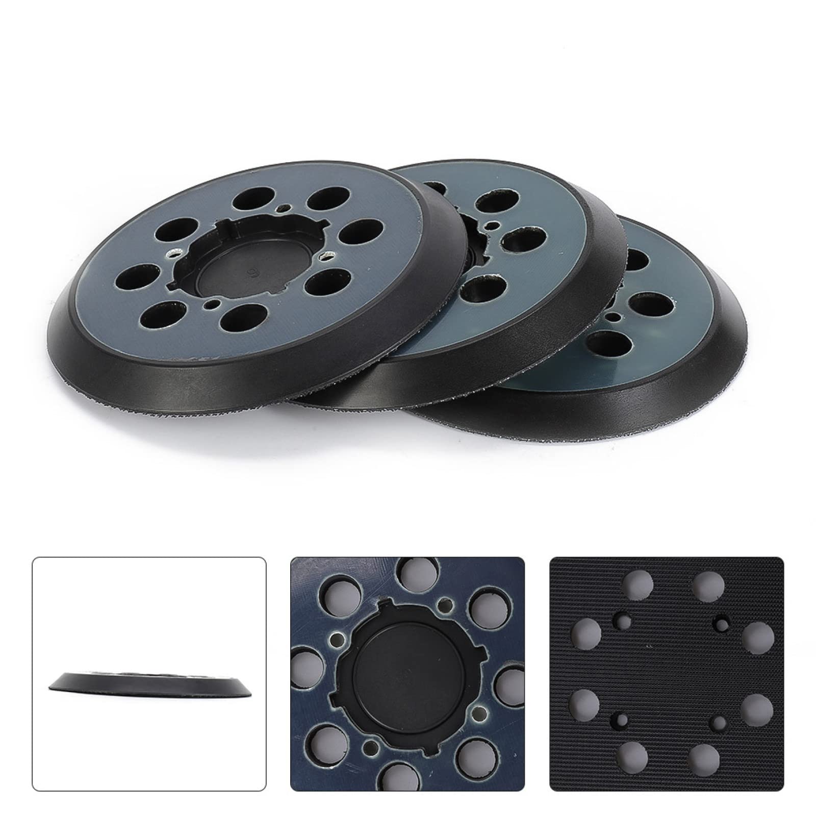 3Pcs 5 Inch Sanding Pads with 8-Hole Hook & Loop Backing - Compatible with Orbital Sanders - Perfect for Woodworking, Metal Polishing & Auto Body Sanding