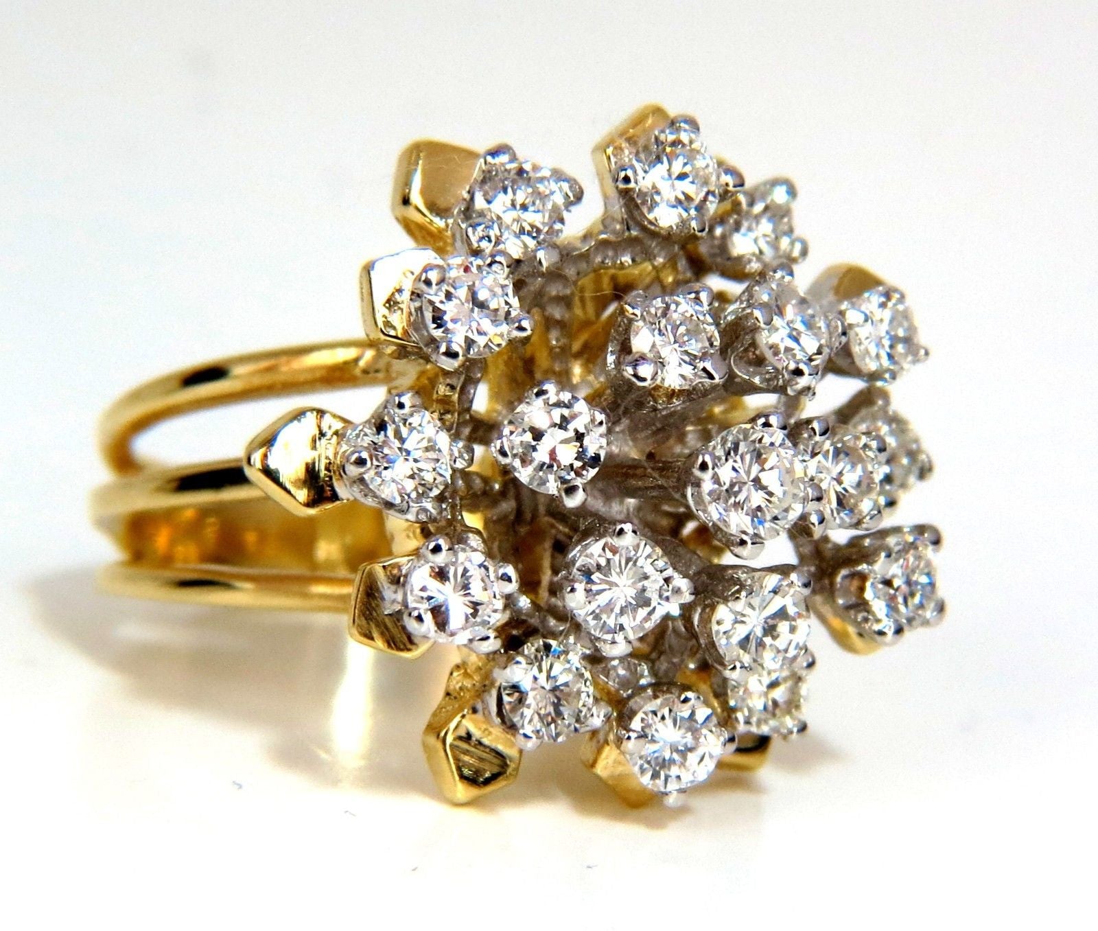 1.90CT Natural Diamonds Floating Raised Cocktail Ring in 14KT Gold - Elegant 3D Design for Parties, Weddings & Special Occasions