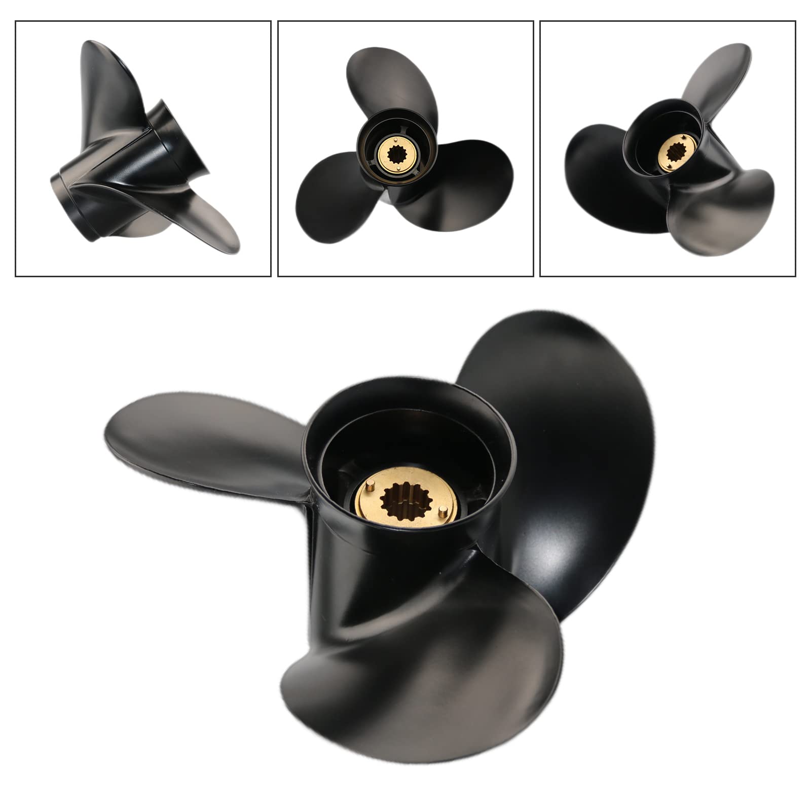 Jetman Aluminum Boat Propeller 3-Blade 13 Spline RH - Compatible with Mercury Outboard Engines 25HP-70HP (25HP/35HP/45HP/50HP/55HP/60HP/70HP) - Perfect for Fishing, Boating & Water Sports
