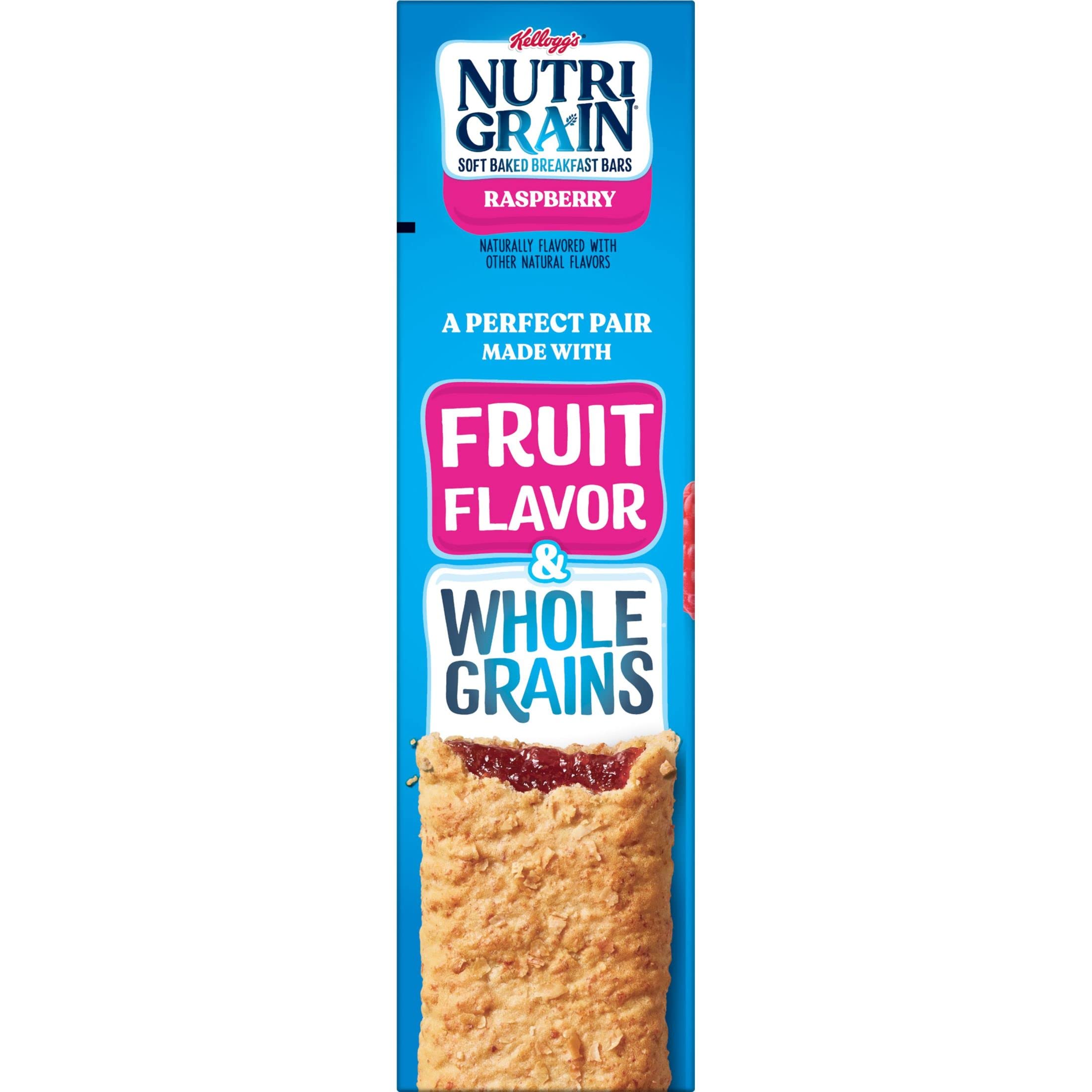 Nutri-Grain Soft Baked Breakfast Bars - Whole Grain Raspberry Snacks for Kids - 10.4oz Box (8 Bars) - Perfect for School Lunches, After-School Snacks & On-the-Go Breakfast