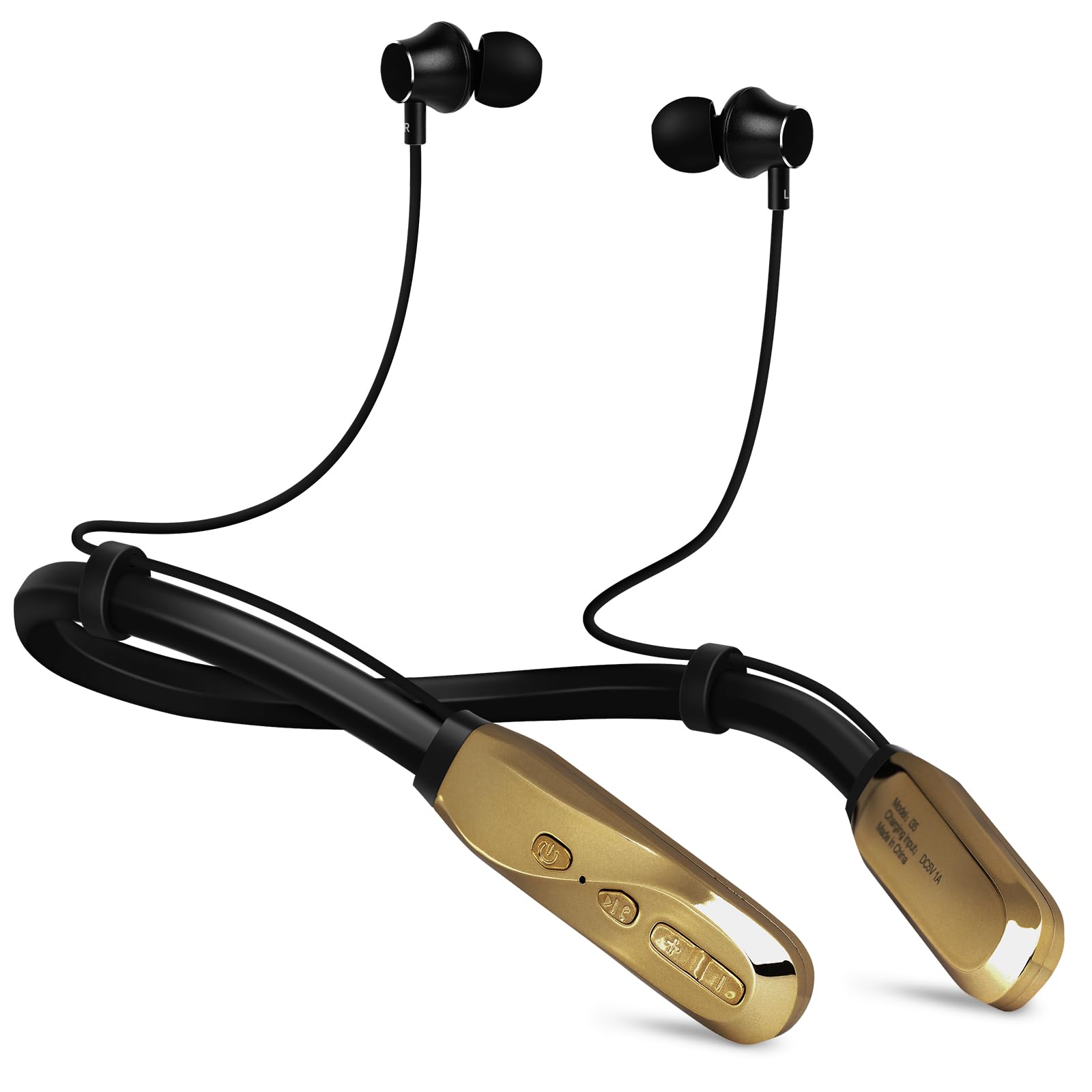 120H Playtime Wireless Bluetooth Neckband Headphones with Mic, IPX5 Waterproof Stereo Earbuds for Sports, Workout, Office & Travel - Comfortable Over-The-Neck Design (Gold) | Perfect for Running, Gym, Commuting & Remote Work