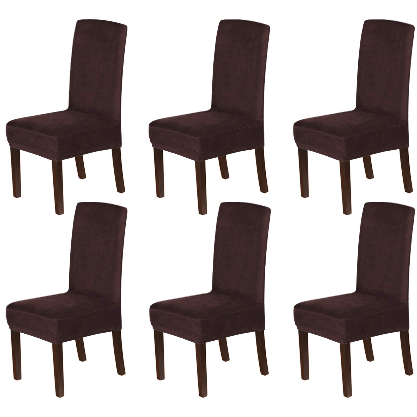 Velvet Dining Chair Covers Set of 6 - Washable Stretch Slipcovers for Home & Restaurant Use