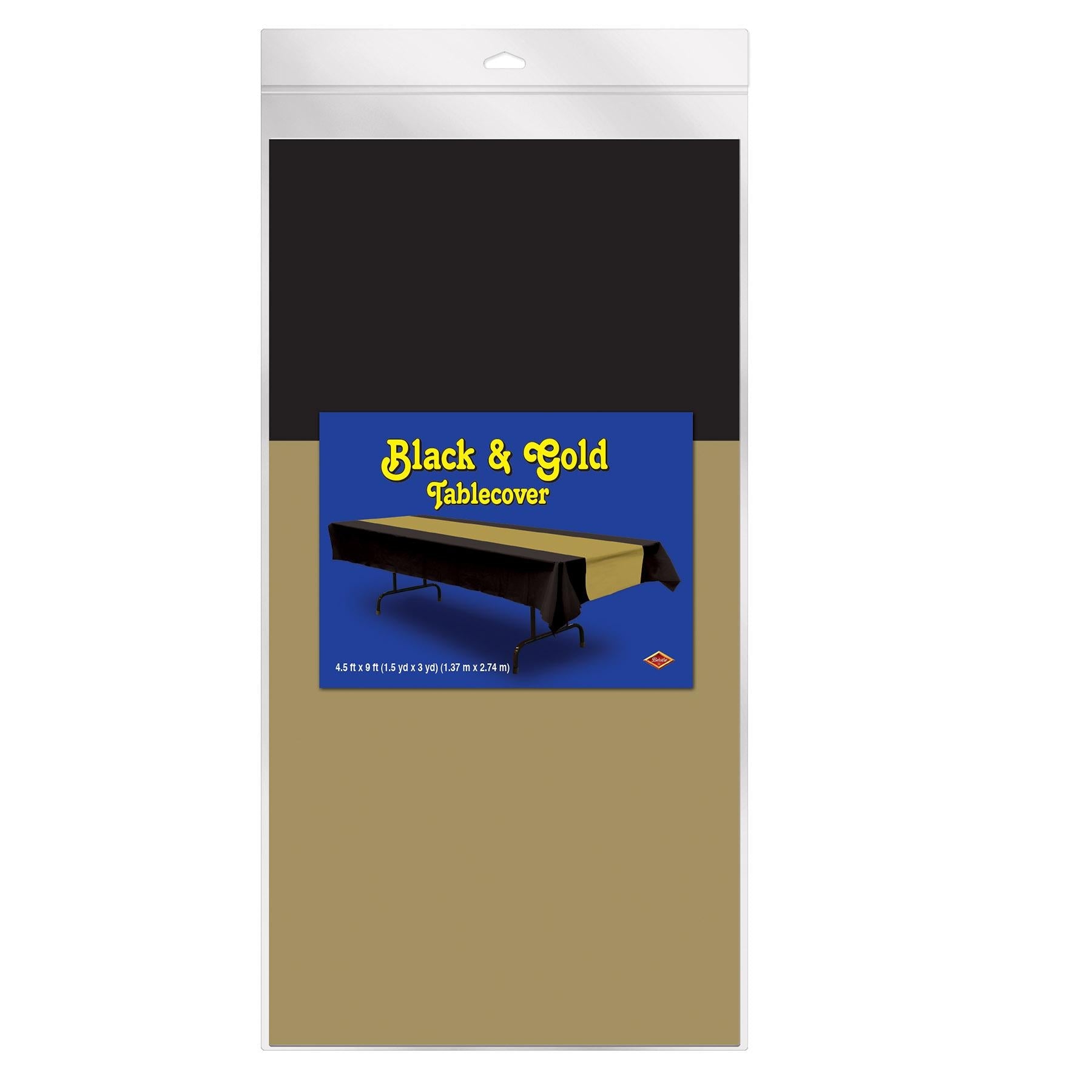 12 Pack Beistle Black and Gold Party Table Covers - Premium Disposable Tablecloths for Birthday, Wedding, and Holiday Decorations