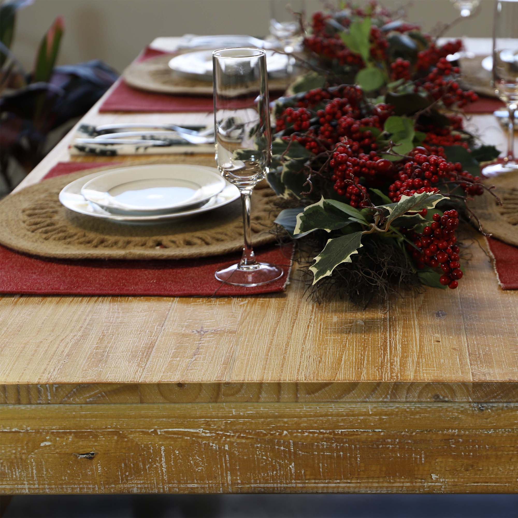 Solid Wood Dining Table - Montauk Rustic Farmhouse Style for Kitchen, Dining Room & Outdoor Entertaining