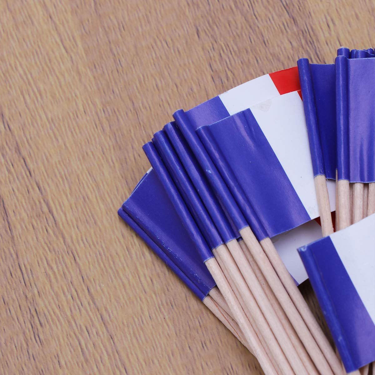 100-Piece French Flag Cake Toppers - Decorative Cupcake Picks for Muffins, Fruits, Halloween, Birthday Parties & Festive Events (3.5x2.5x6.5cm) - Perfect for Patriotic Baking, Party Decorations & Food Presentation