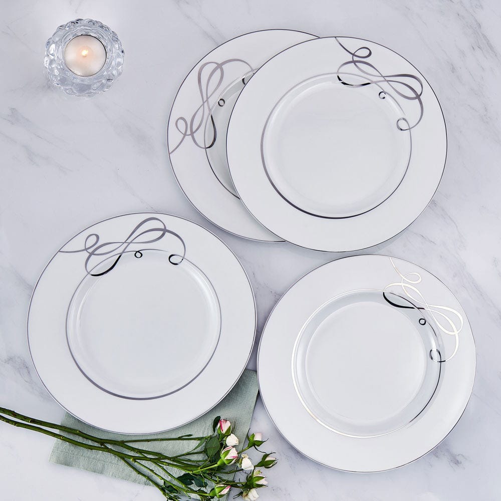 Love Story Set of 4 Dinner Plates - Elegant Porcelain Plates for Romantic Dinners, Anniversaries & Special Occasions
