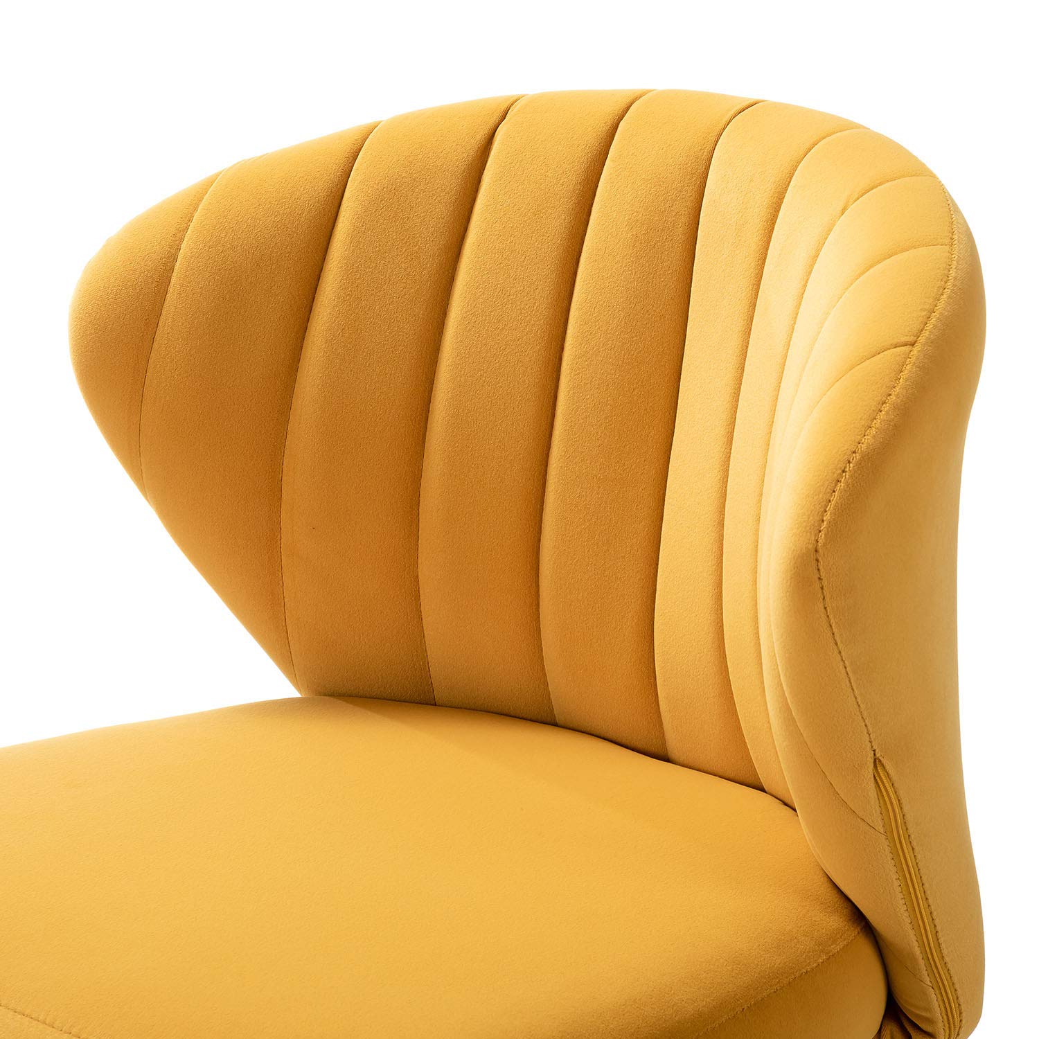 TINA'S HOME Modern Velvet Dining Chairs with Golden Metal Legs - Tufted Back Accent Chair for Living Room, Kitchen, Bedroom & Vanity | Small Upholstered Side Chair in Mustard Yellow - Perfect for Home Decor, Beauty Room & Patio Seating