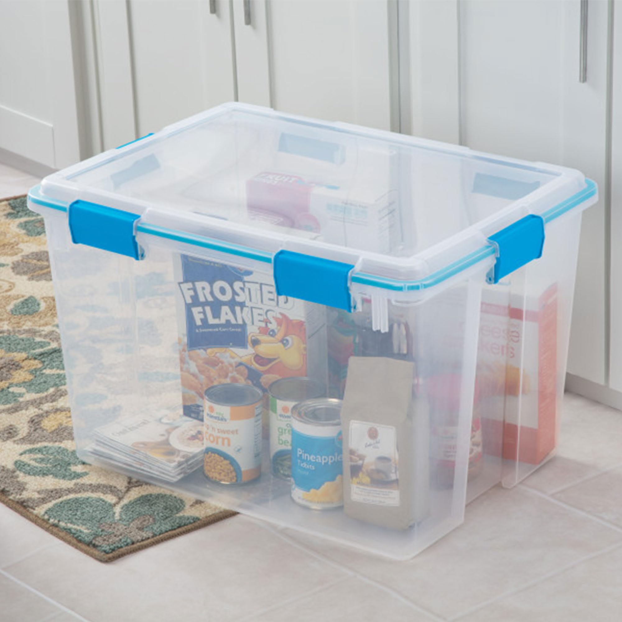 Sterilite 8-Pack 80 Quart Weatherproof Storage Bins with Secure Latching Lids - Airtight Plastic Containers for Home Organization, Garage Storage & Outdoor Gear Protection