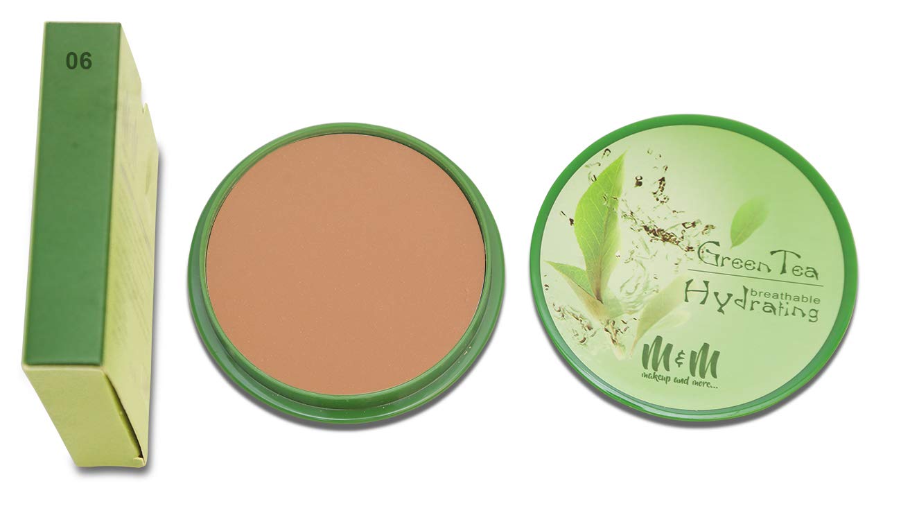 Natural Green Tea & Golden Honey Compact Powder - Soothing, Moisturizing Makeup with Soft Finish | 6 Shades, 14g | Perfect for Daily Wear, Touch-Ups & On-The-Go Beauty