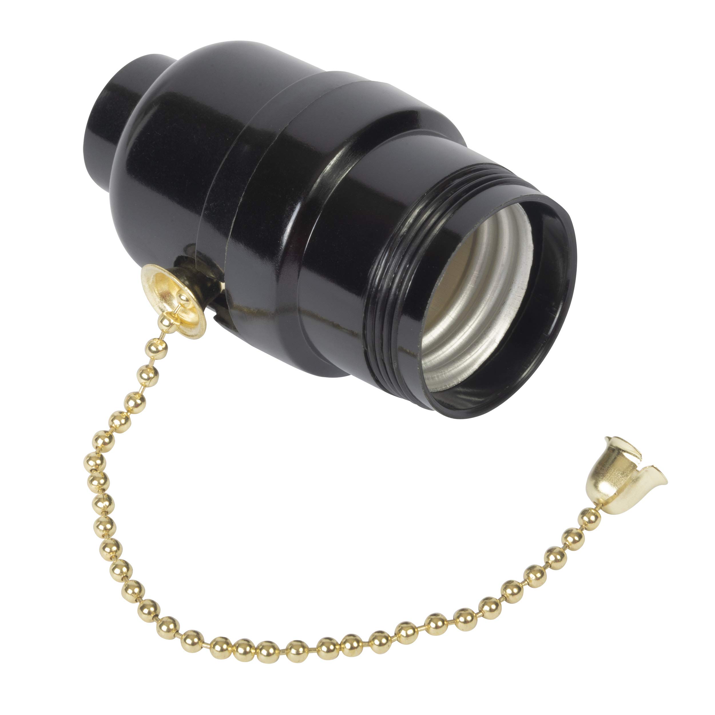 Gardner Bender GLS-50 Pull Chain Light Socket with On/Off Switch - Durable Phenolic Shell, Black - Perfect for Ceiling Fans, Pendant Lights & Home Lighting Fixtures