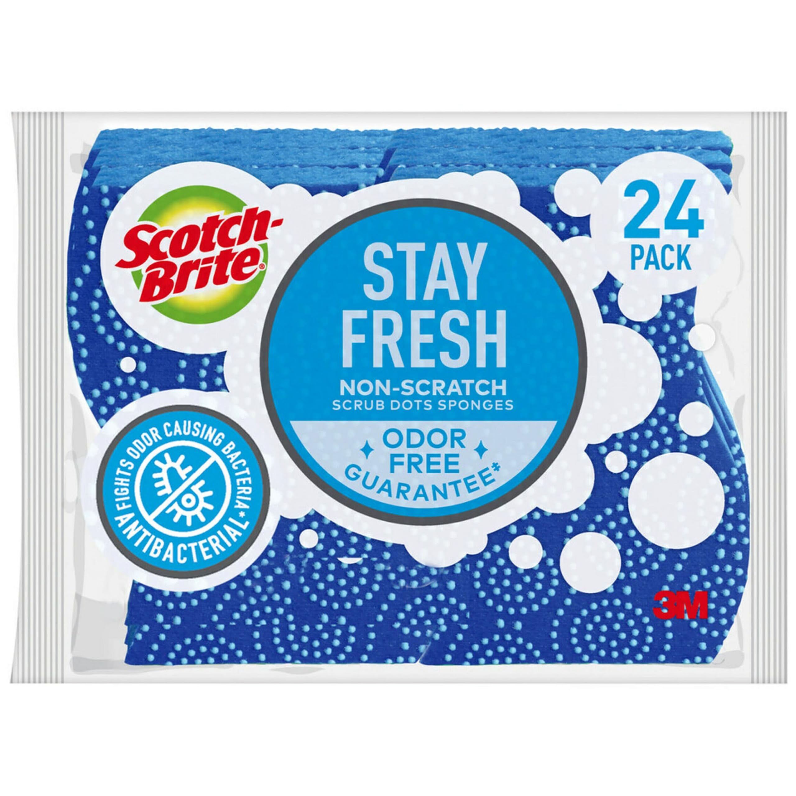 Scotch-Brite Non-Scratch Scrub Dots Cleaning Sponges - 24 Pack | Safe for Non-Stick Cookware, Kitchen, Bathroom & Household Cleaning | Perfect for Pots, Pans, Dishes & Delicate Surfaces
