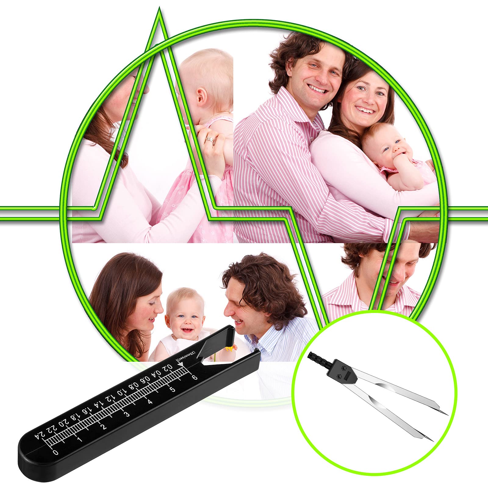 EKG Caliper ECG Calipers - Precision Measuring Tool with Ruler for Electrocardiogram Drafting & Nursing (2-Piece Set, Pink & Black) - Ideal for Medical Students, Nurses & Healthcare Professionals