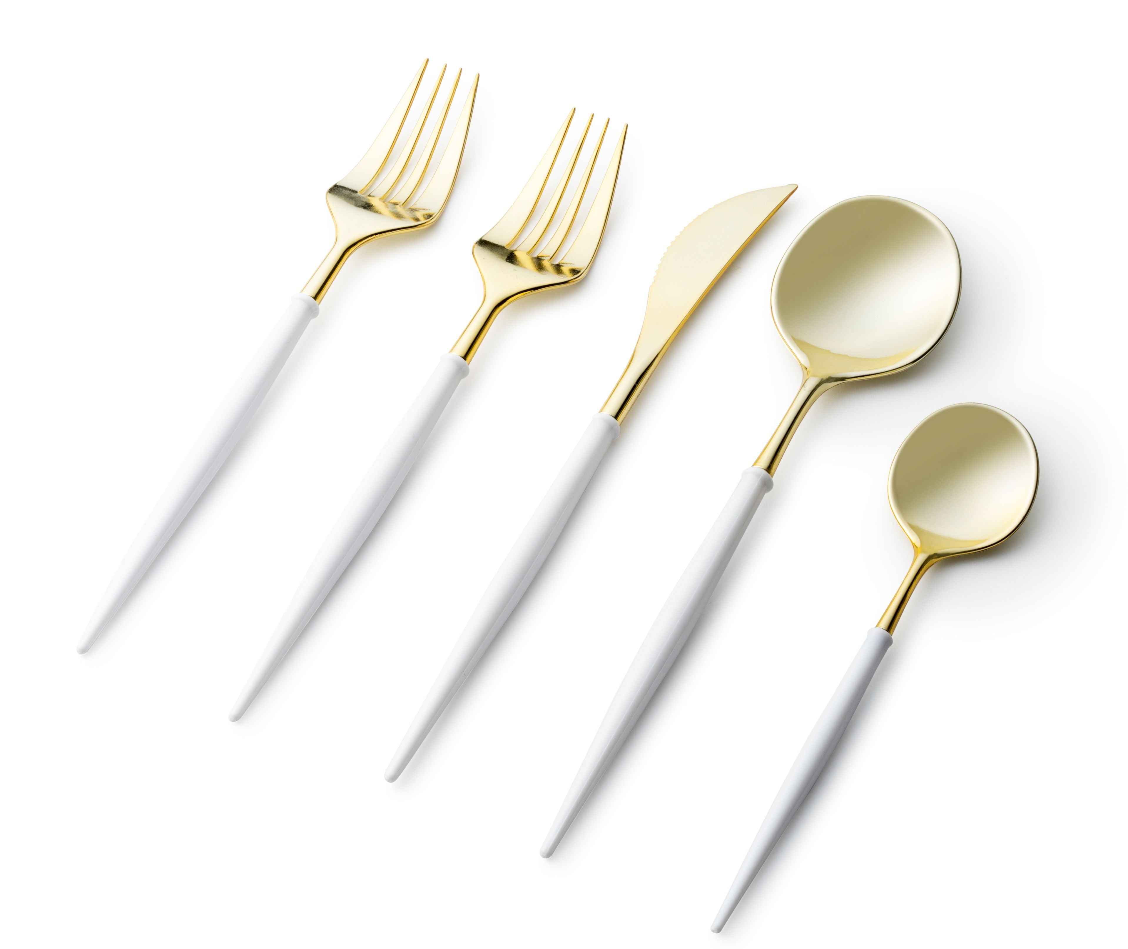 Premium Noble Collection Gold and White Flatware Set - 40-Piece Service for 8 - Elegant Dinnerware for Formal Dining, Wedding Registry & Special Occasions