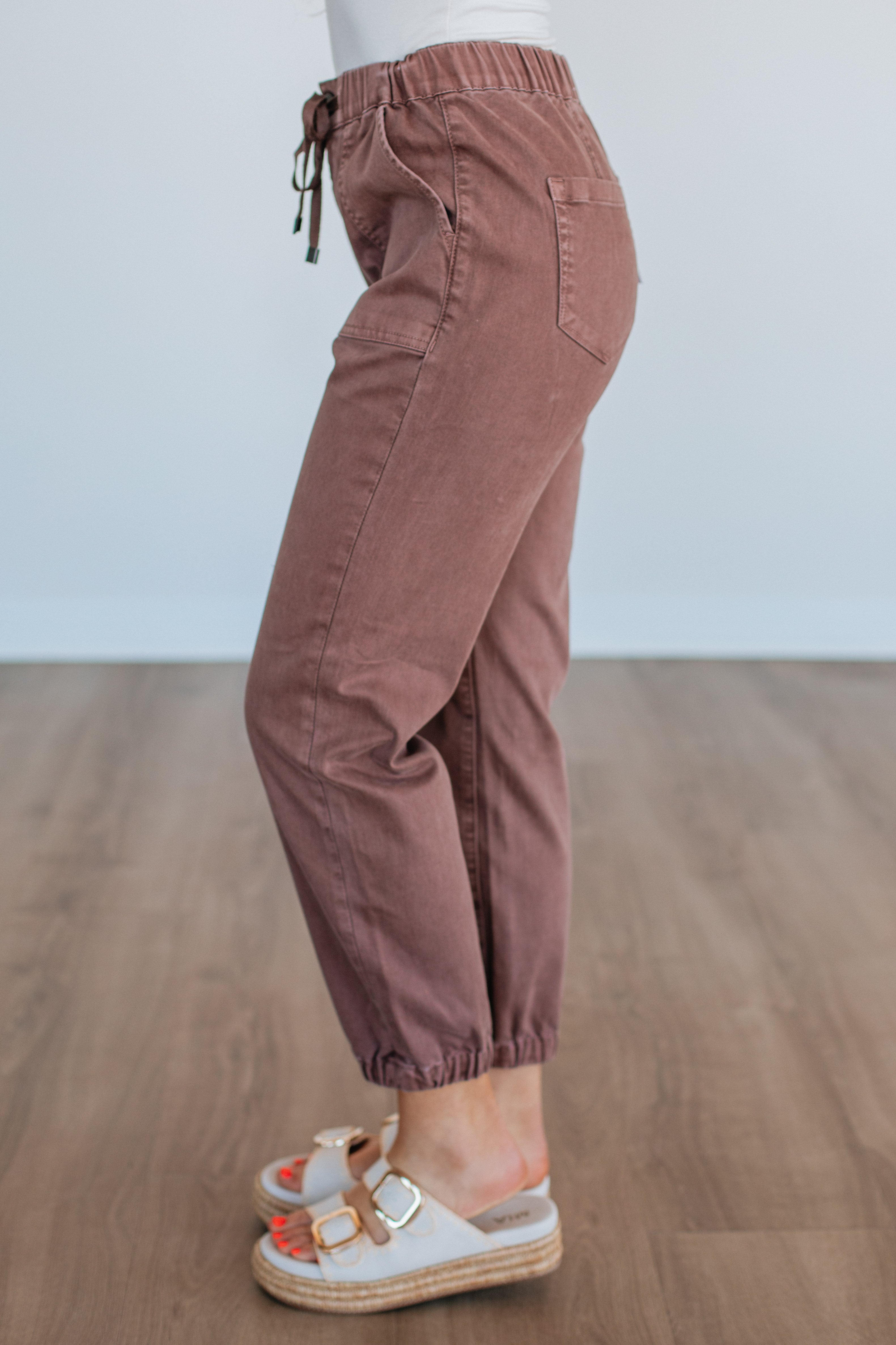 Drea Mica Joggers for Women - Soft Cocoa Brown High Waisted Lounge Pants - Perfect for Yoga, Running & Casual Wear