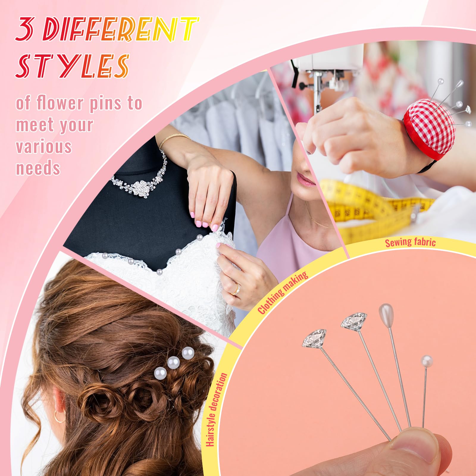 400 Pcs Corsage & Boutonniere Pins with Crystal & Pearl Heads for DIY Wedding Jewelry Decoration