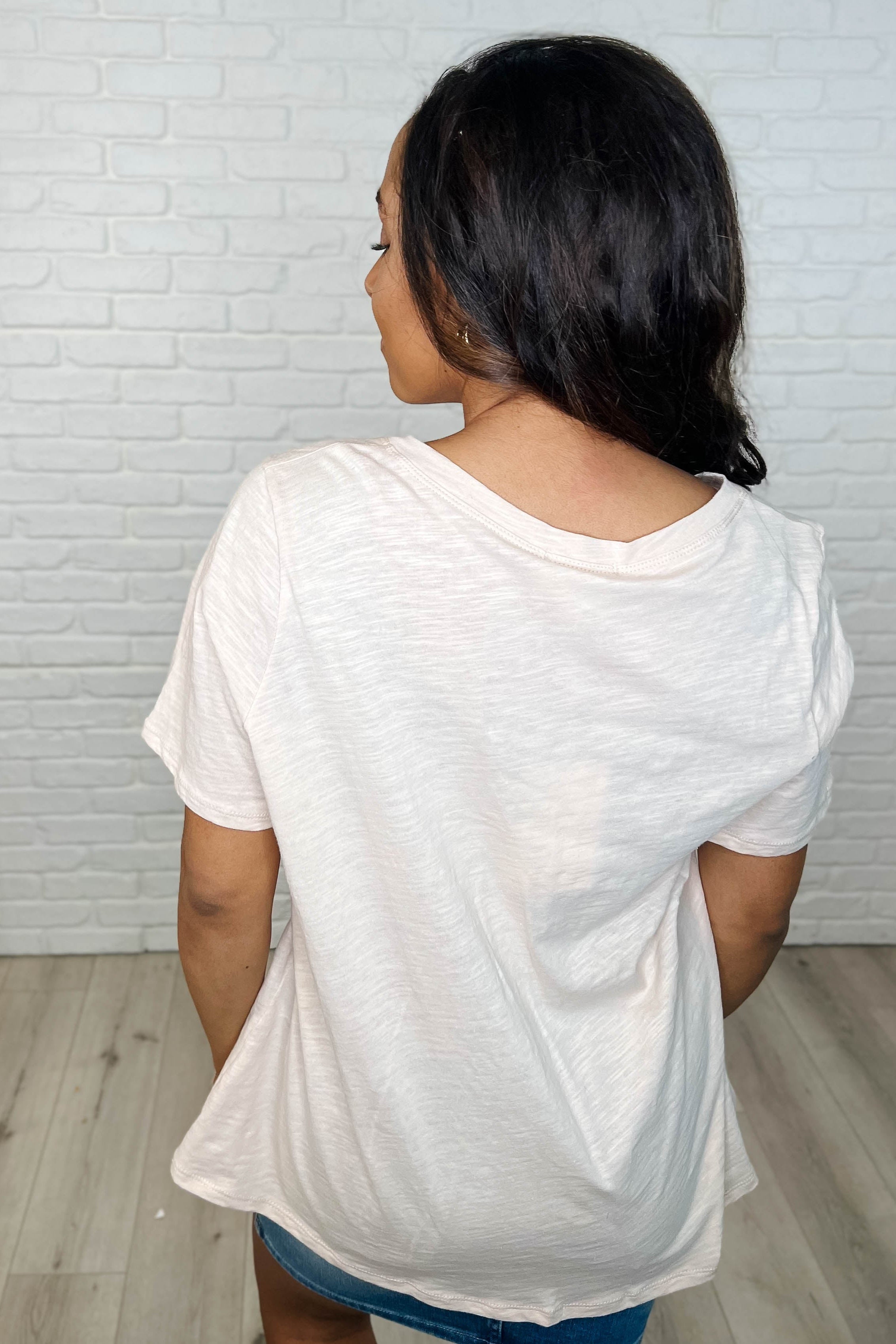 Comfortable Women's V-Neck T-Shirt in Soft Oatmeal Color - Perfect for Casual Wear, Layering & Everyday Outfits