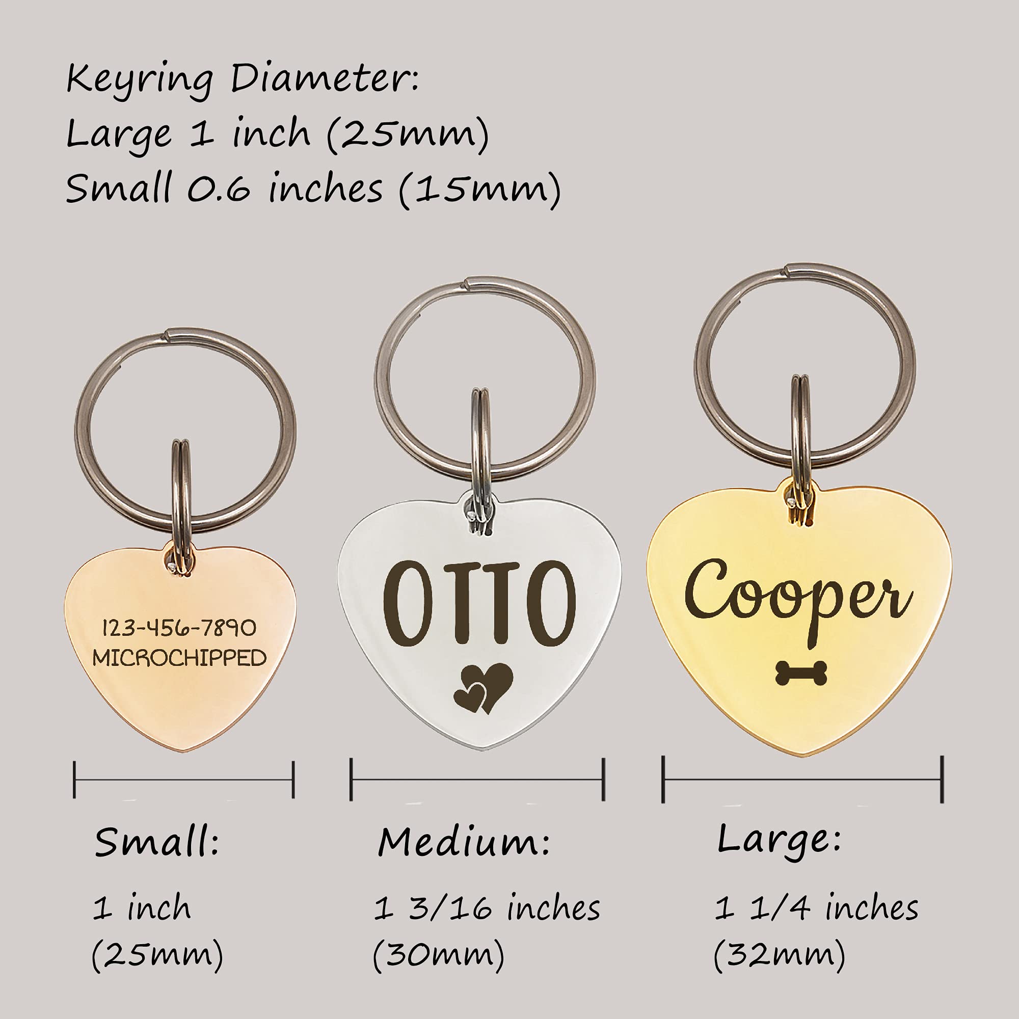 Personalized Rose Gold Heart-Shaped Pet ID Tag - Anavia Glossy Stainless Steel Dog & Cat Collar Tag (Small) - Perfect for Daily Walks, Vet Visits & Pet Safety Identification