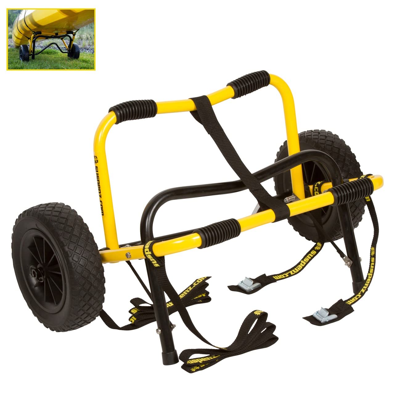 **Suspenz Heavy Duty Kayak Canoe Trailer Cart with Airless Wheels - Yellow (Model 22-6699) - Perfect for Kayak & Canoe Transport, Beach, Camping & Outdoor Adventures**