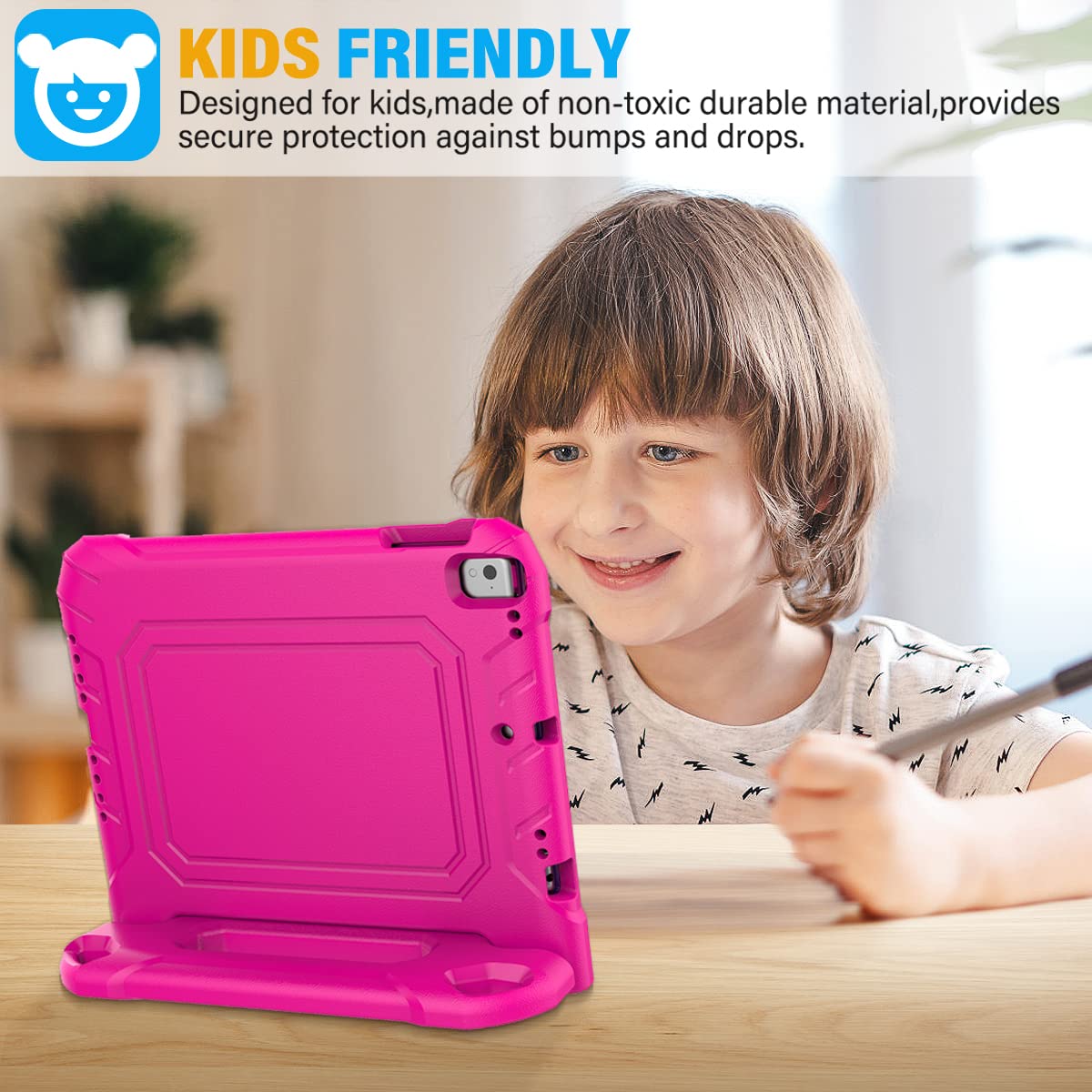 SUPLIK Shockproof Kids iPad Case for iPad 5th/6th Gen (9.7 inch 2017/2018), iPad Air 1/2 & Pro 9.7 - Durable Protective Cover with Handle Stand & Screen Protector - Pink | Perfect for School, Travel & Home Learning