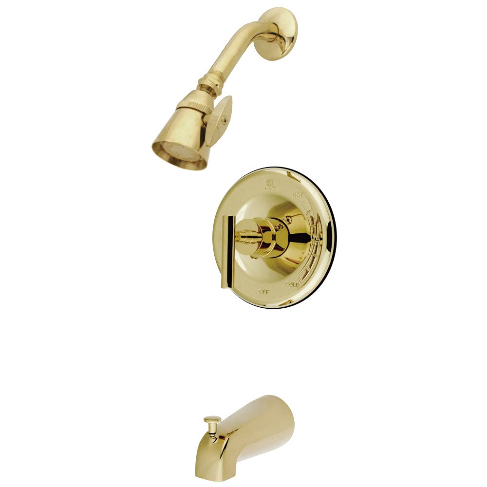 Kingston Brass KB6632CML 7-Inch Polished Brass Tub and Shower Faucet - Vintage Style Bathroom Fixture for Modern Showers and Bathtubs