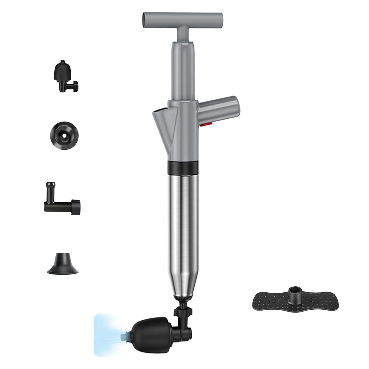 High-Efficiency Toilet Plunger with Pressure Pump - Powerful Drain Cleaner for Clogged Toilets, Sinks & Kitchen Drains - White Bathroom Essential for Quick Unclogging & Hygiene Maintenance