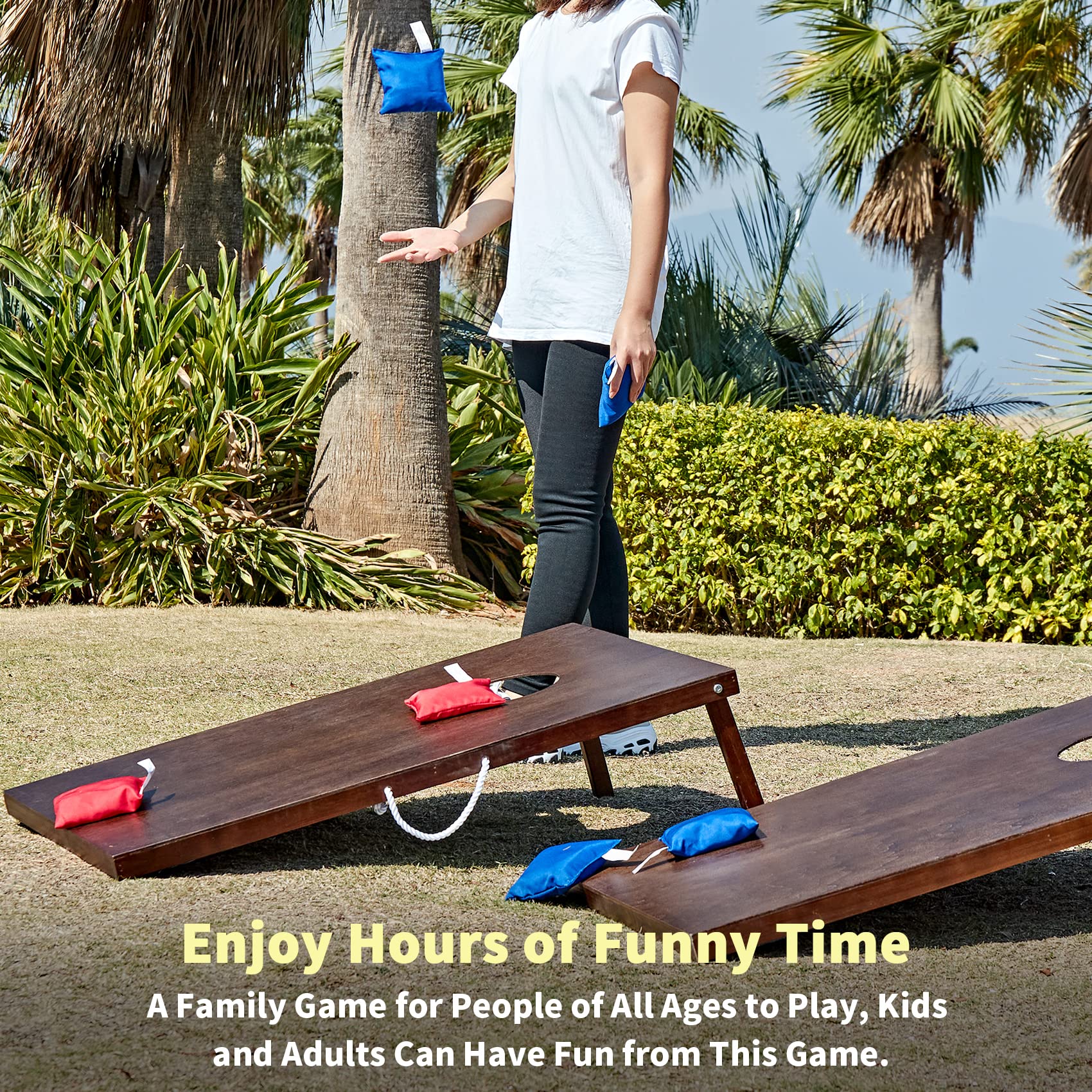 Premium Wooden Cornhole Game Set - 3x2FT & 4x2FT Boards with 8 Bean Bags & Carry Case - Portable Outdoor Lawn Game for Backyard, Tailgating, Beach, and Camping Parties