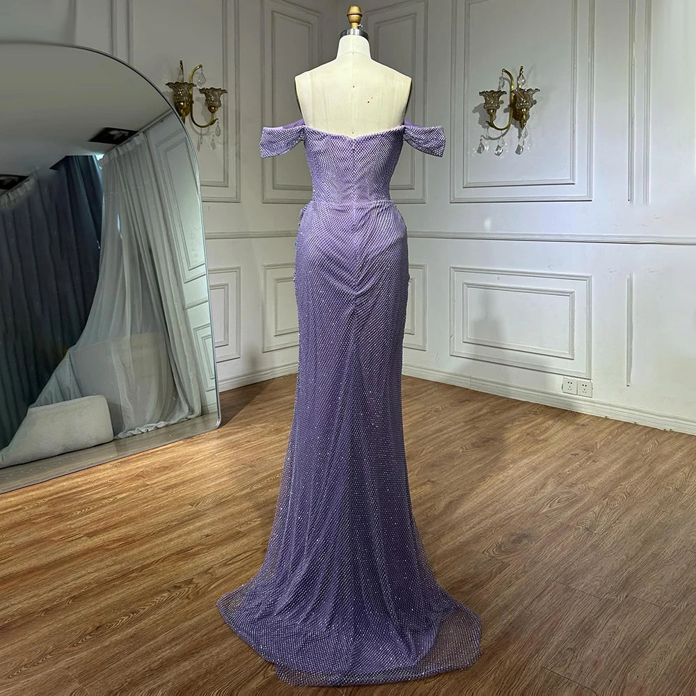 Elegant Purple Evening Dresses Gowns with Sleeveless Tulle for Formal Occasions - Luxury Dubai Style LA72790 | Perfect for Weddings, Galas & Special Events