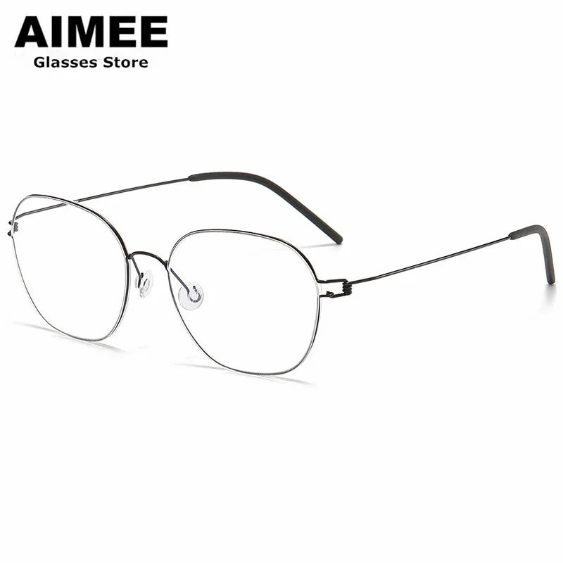 Stylish Aimee Unisex Full Rim Oval Square Screwless Titanium Eyeglasses Frame 5417 - Lightweight & Durable for Work, Reading & Everyday Wear