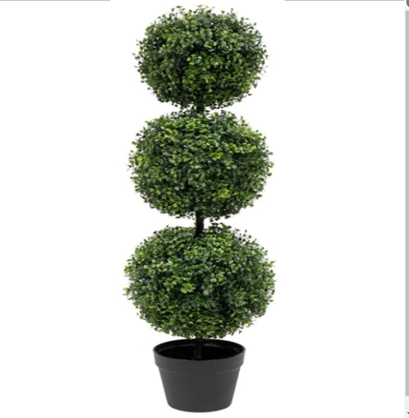 Artificial Boxwood Ball Topiary Trees - 38 Inch Realistic Fake Topiary Plant in Plastic Pot for Indoor/Outdoor Decor - Perfect for Home, Office, Garden & Wedding Decorations