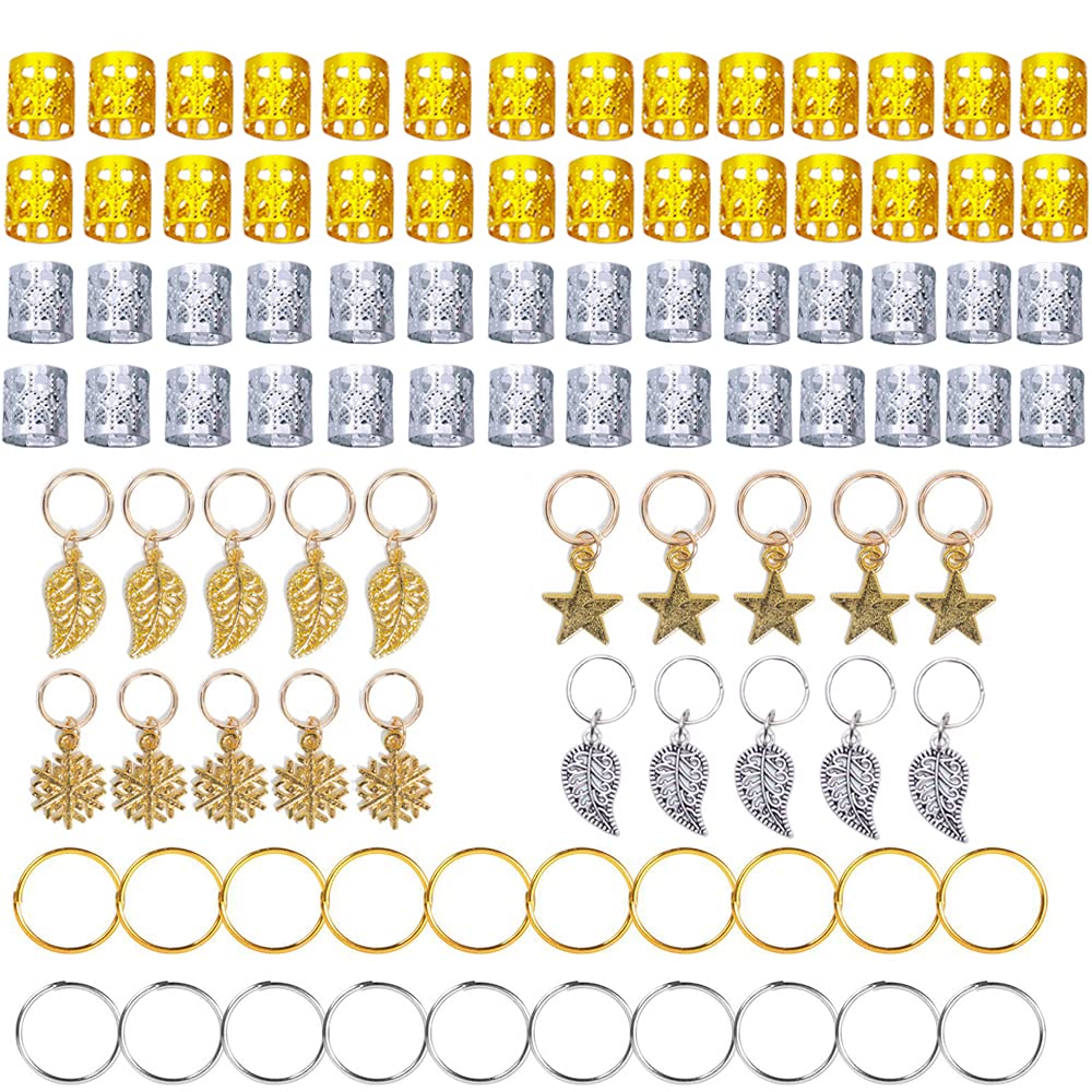 180Pcs Metal Hair Cuffs & Dreadlock Beads - Hair Accessories for Braids, Locs & Twists - Decorative Hair Rings & Jewelry Clips for Women & Men - Perfect for Festivals, Cosplay & Boho Styles