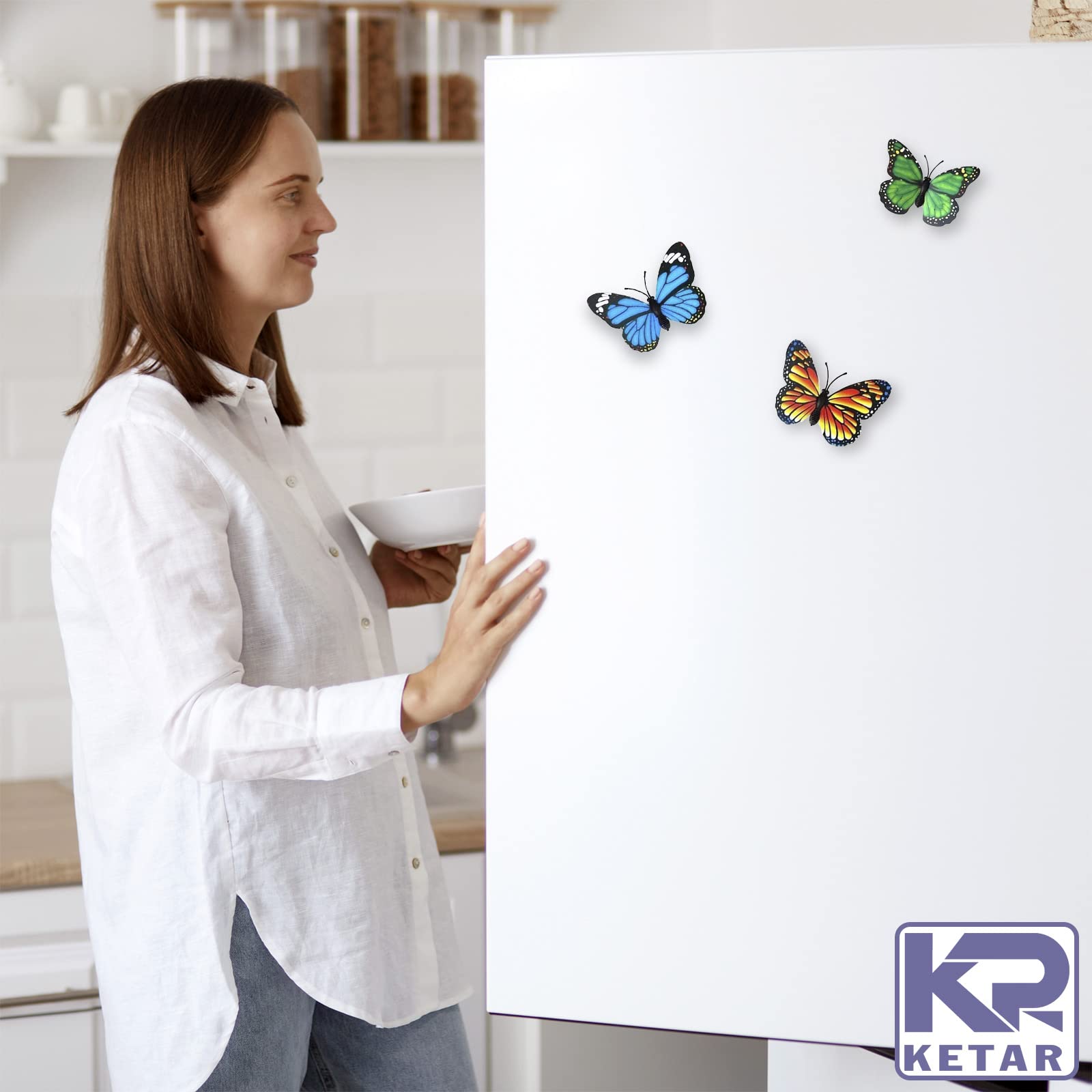 3D Magnetic Butterfly Wall Decals - 20Pcs Removable DIY Decor for Kitchen & Fridge