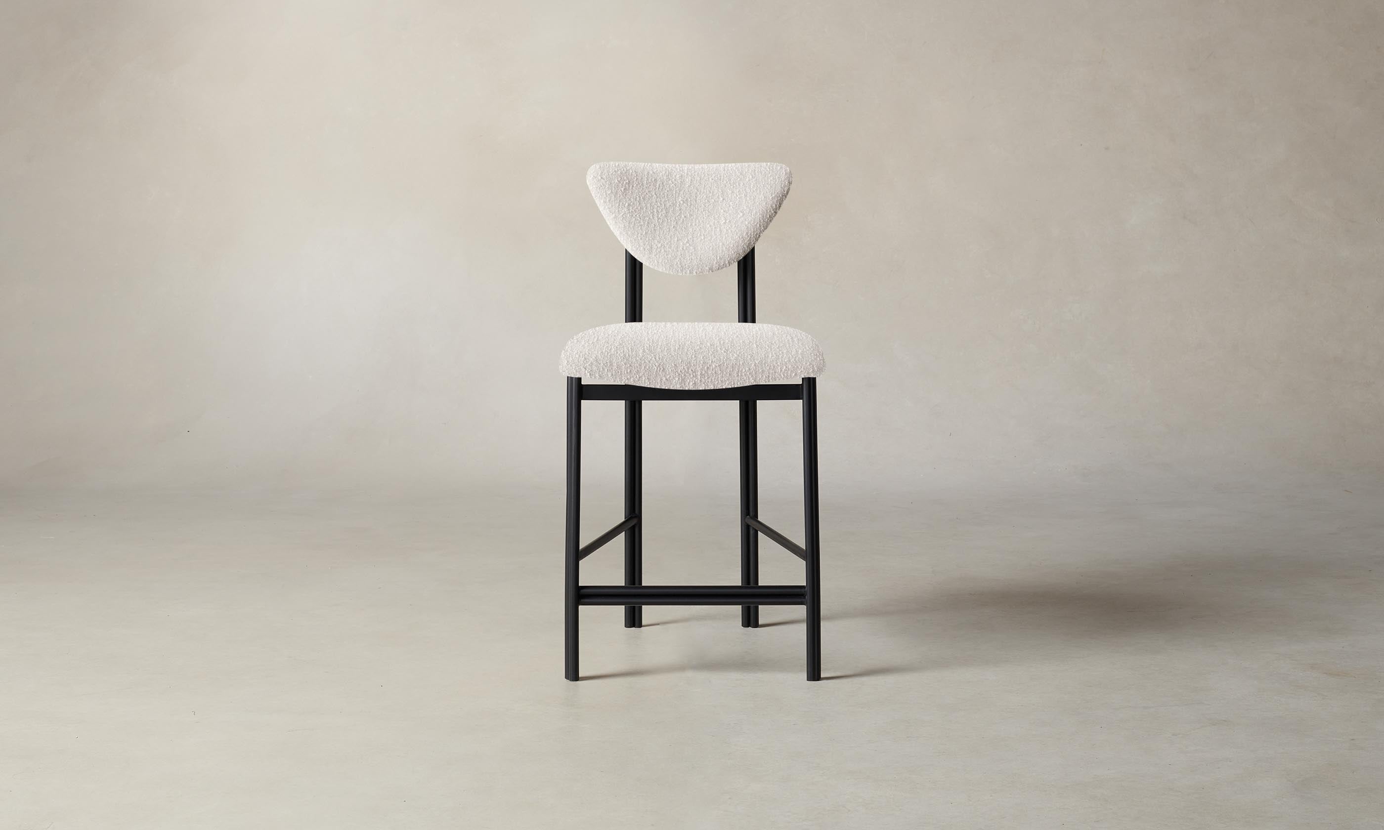 Premium Cooper Counter Stool with Performance Bouclé Polar Fabric - Perfect for Kitchen Islands, Breakfast Bars & Modern Dining Areas