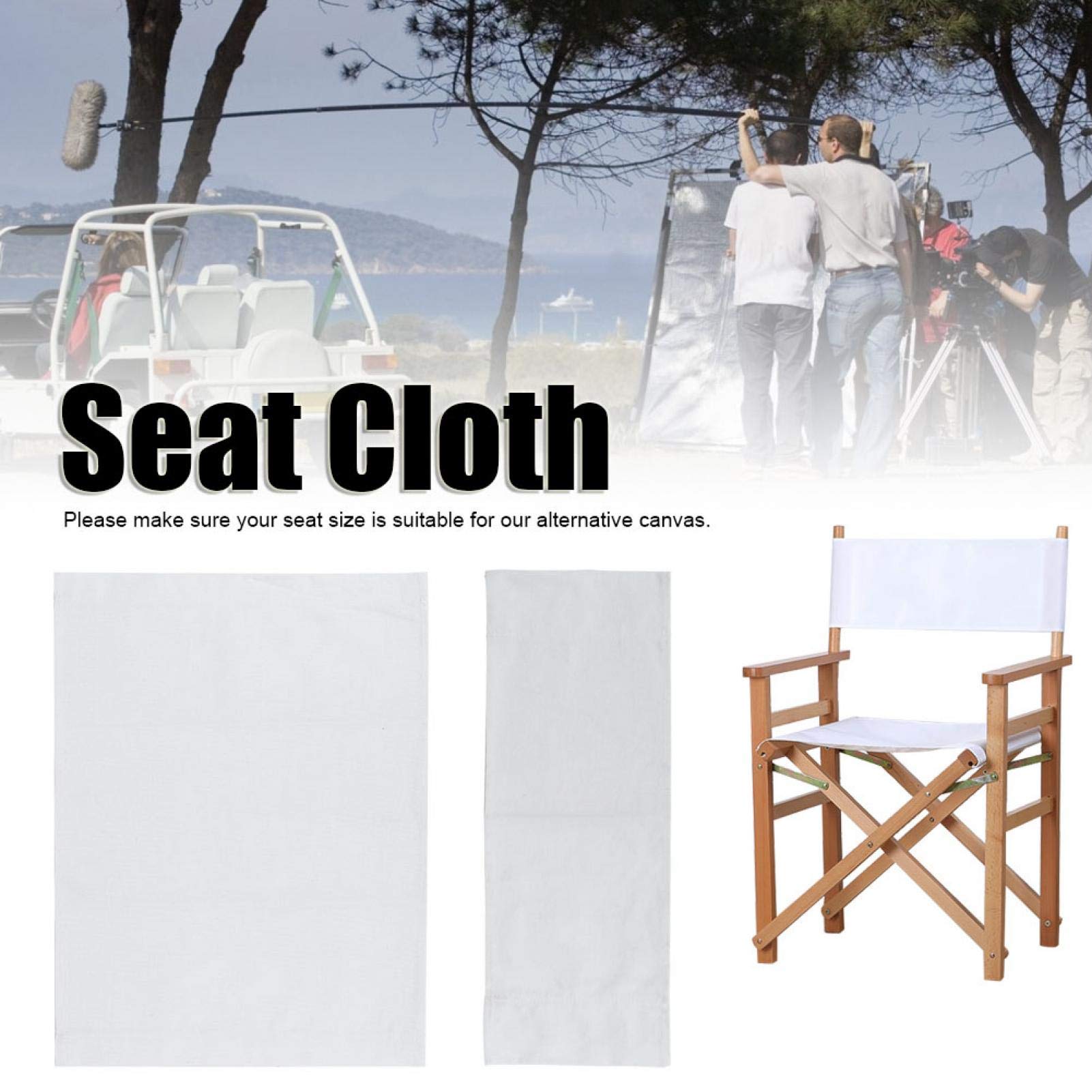 1 Set Director Chair Canvas Replacement Covers with Stick Accessories - Portable Folding Chair Cover Kit for Home, Office, and Outdoor Use (White) - Perfect for Patio, Beach, Camping, and Indoor Furniture
