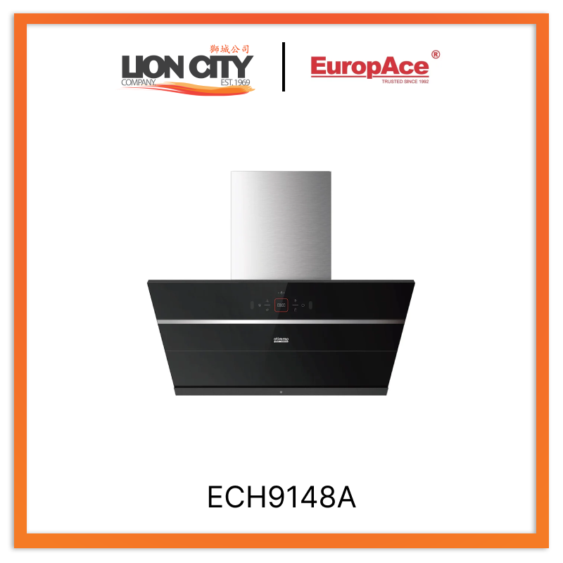 Europace ECH9148A 90cm Premium Stainless Steel Inclined Range Hood - Powerful Kitchen Ventilation for Smoke & Odor Removal - Perfect for Modern Home Cooking & Open Kitchen Designs