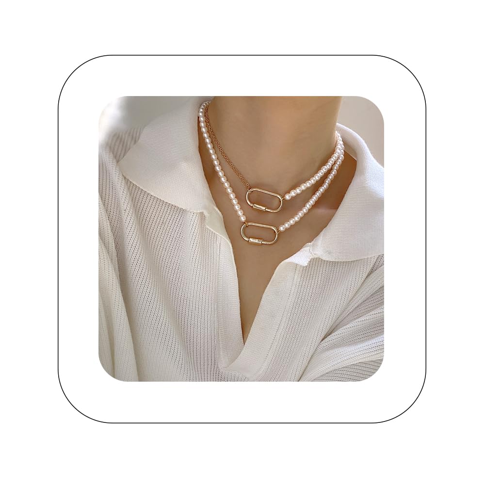 Bohemian Pearl Choker Necklace Set for Women - Gold Y2K Style