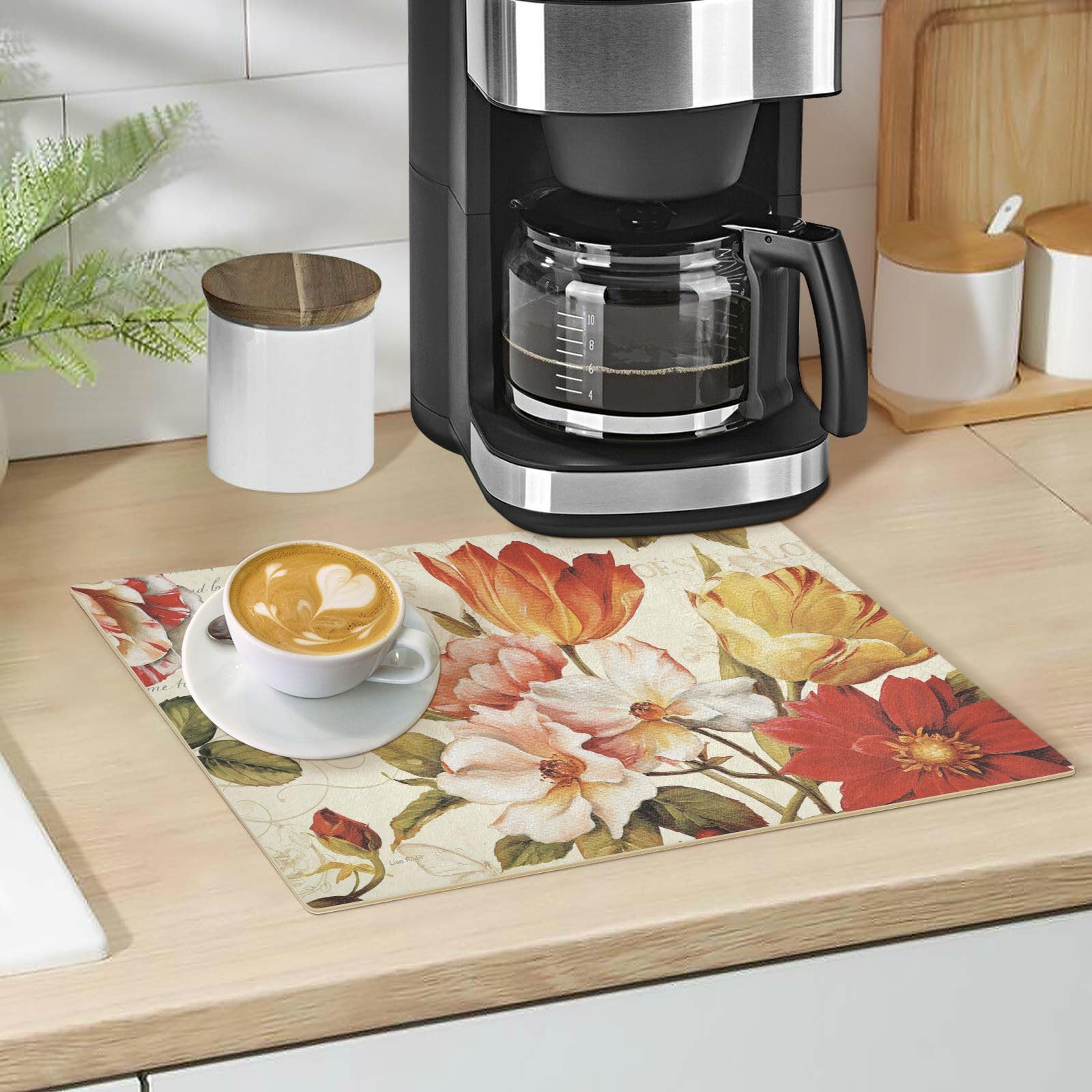 Premium Leather Coffee Bar Mat - Absorbent & Non-Slip Countertop Protector for Coffee Makers & Espresso Machines (18